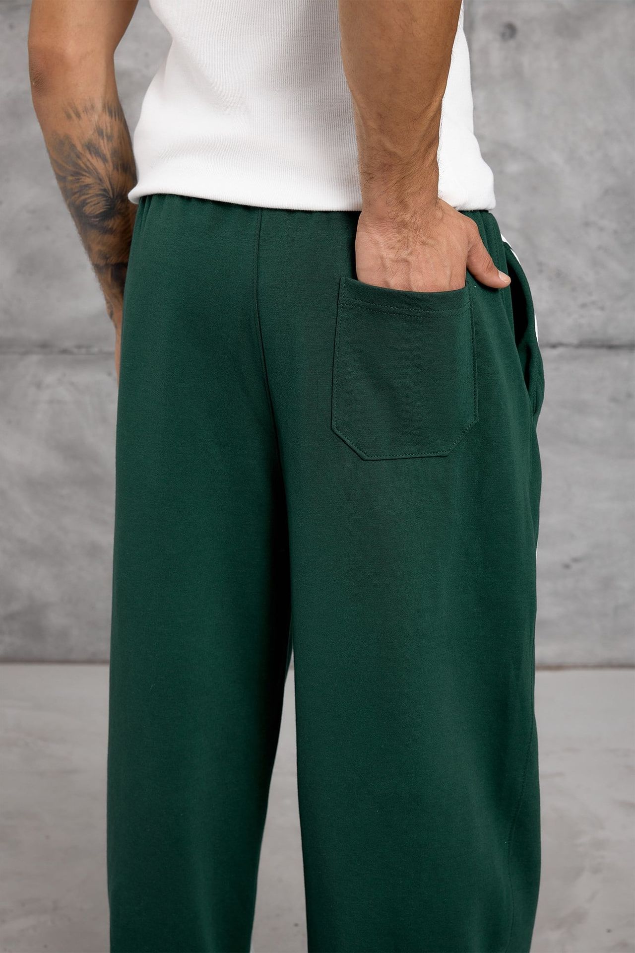NOMARC Çizgili Geniş Paça Büzme İpli Jogger Pantolon 5