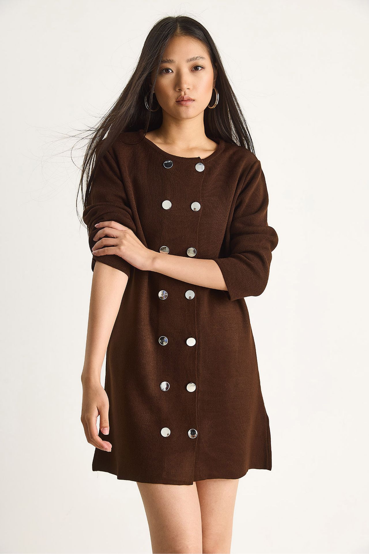 LUCCI Knit Mini Dress with Buttoned 4