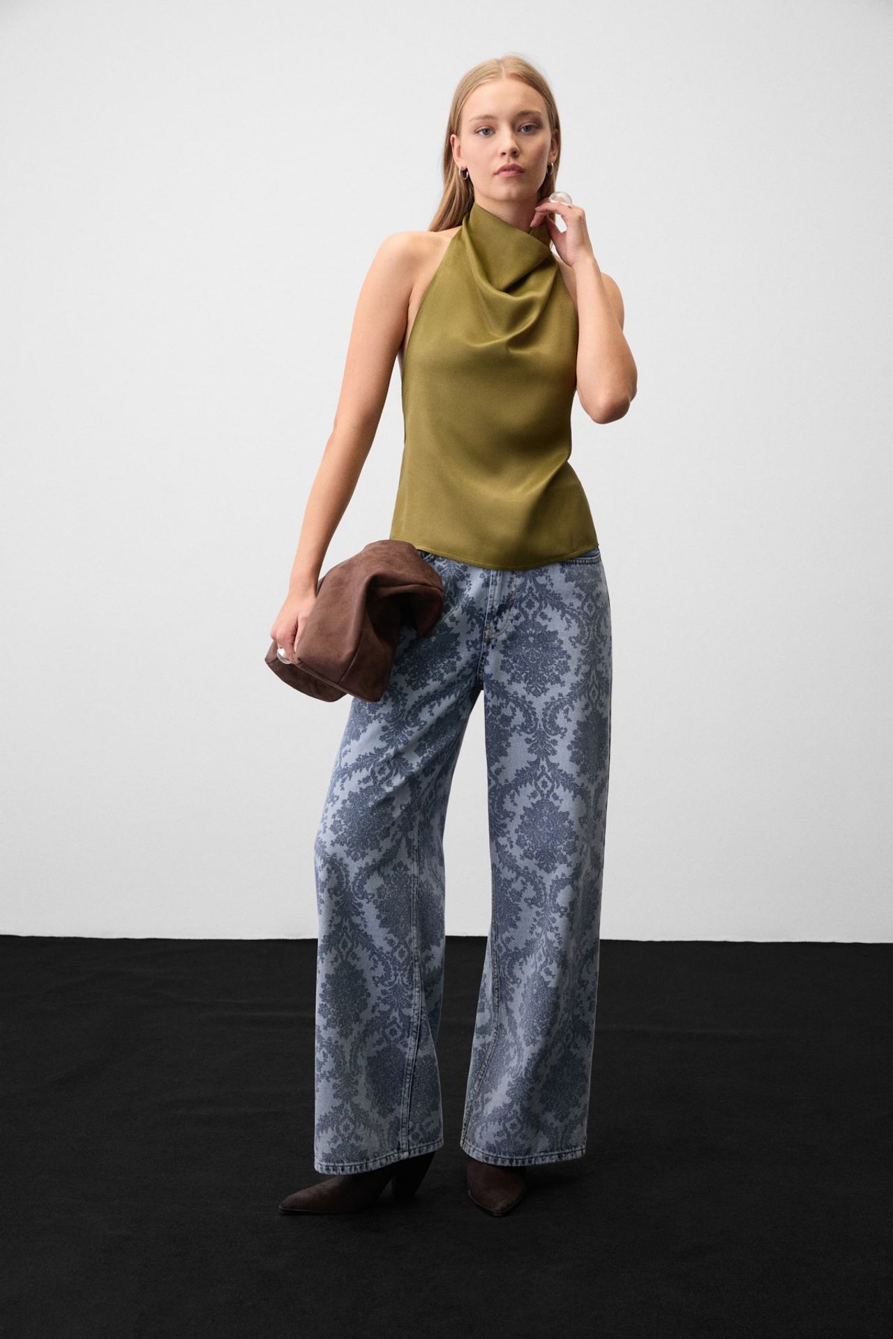 GRIMELANGE Halterneck Satin Drape Blouse 2