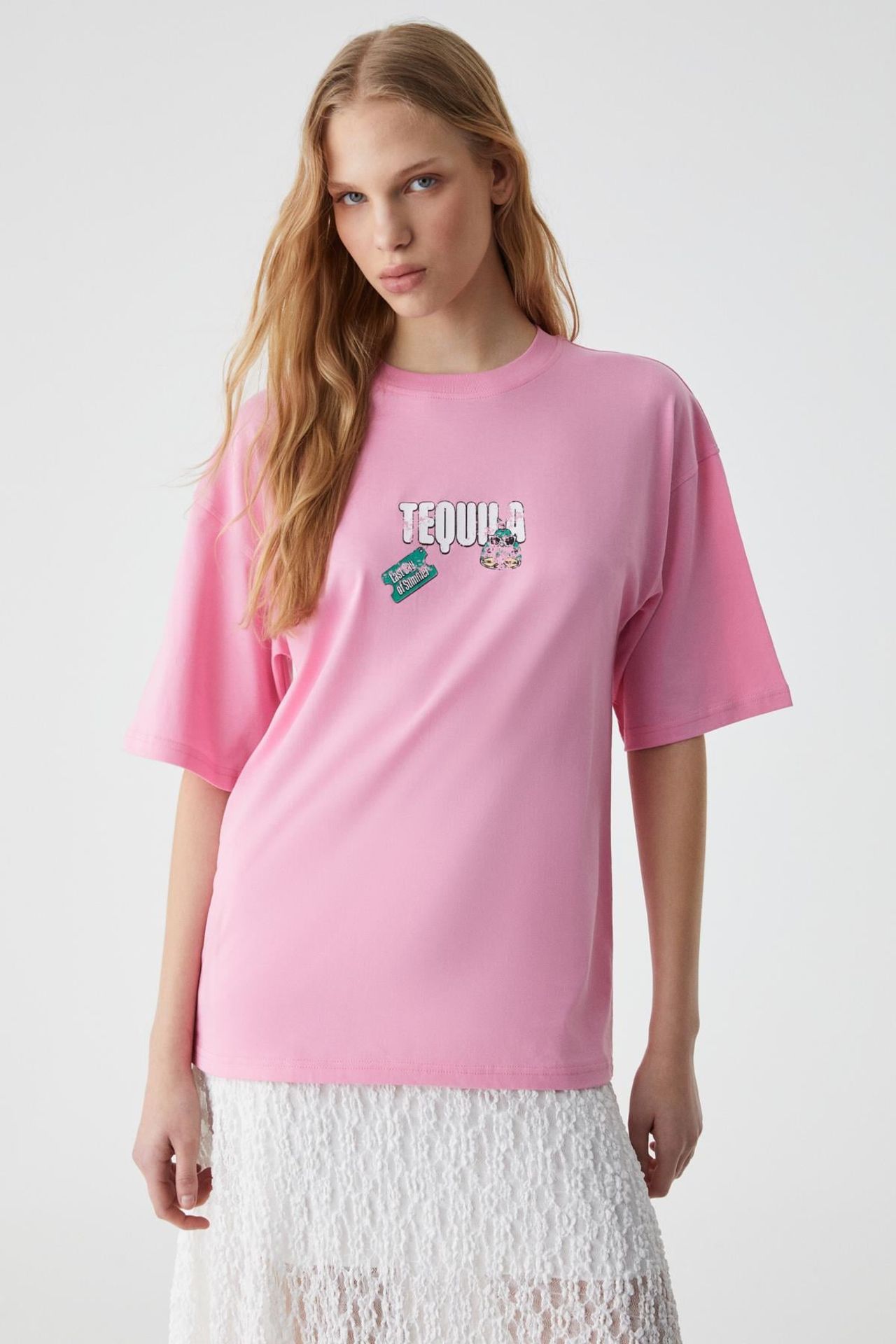 GRIMELANGE Oversized Crew Neck Printed T-Shirt 1