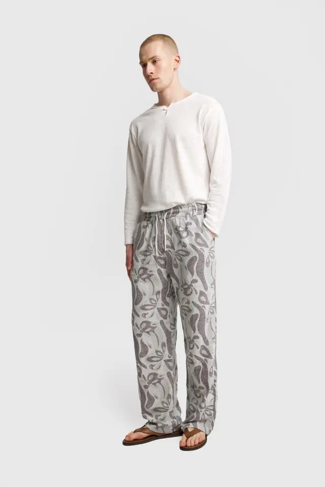 GIESTO Men's Cotton Floral Knit Pants