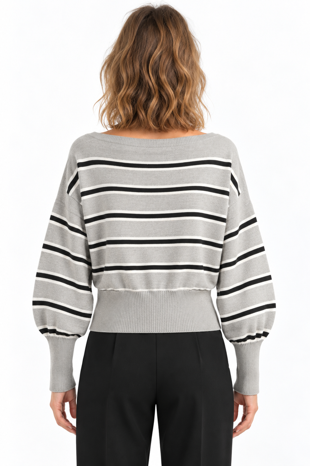 Mixray Ribbed Boat Neck Sweater 3