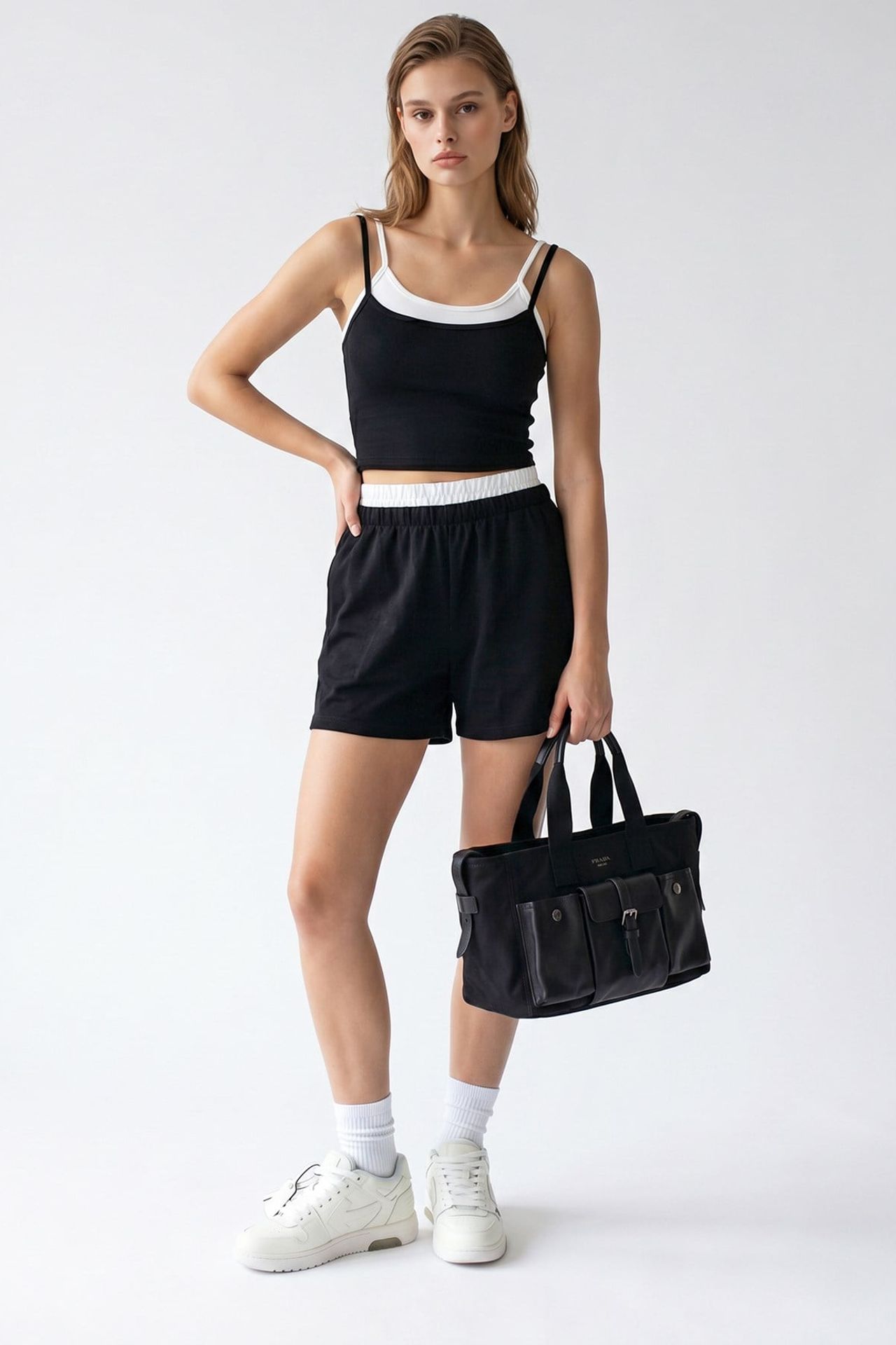 MIXRAY Two-Piece Crop T-Shirt And Shorts Set 3
