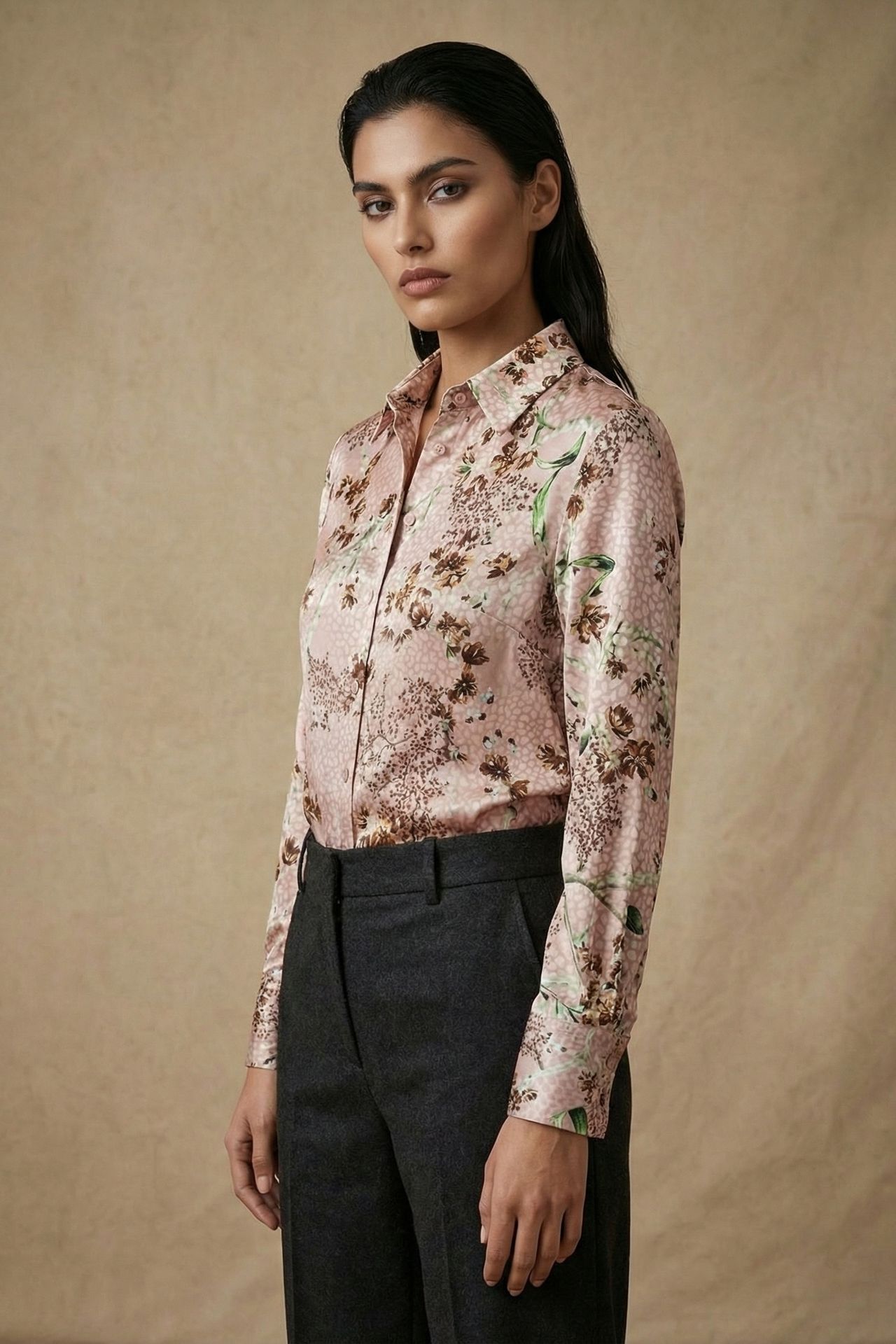 MY FASHION Floral Print Long Sleeve Button-Up Shirt 3