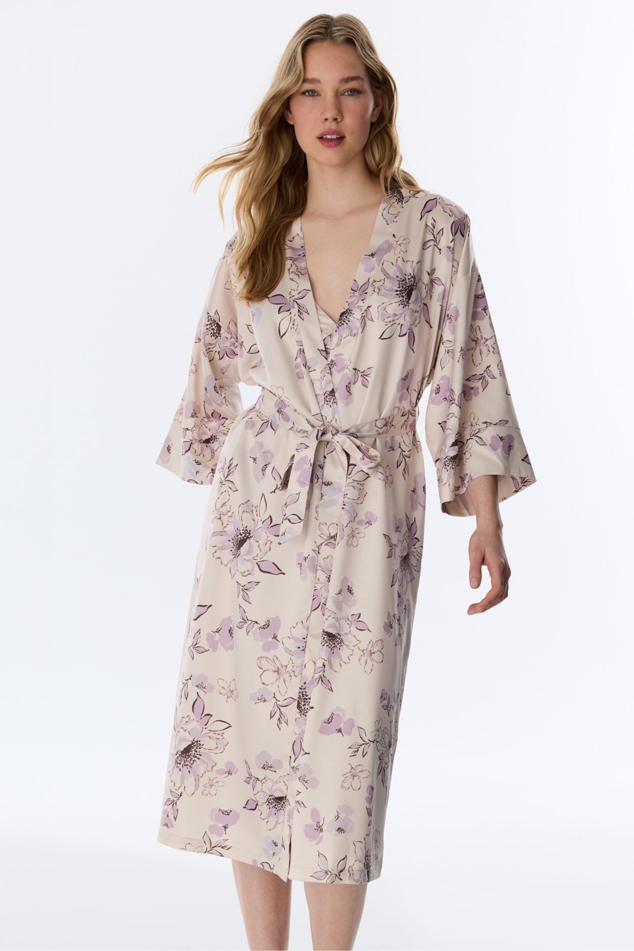 PENTI Petal Satin Sleeve Robe Pajama Top 2