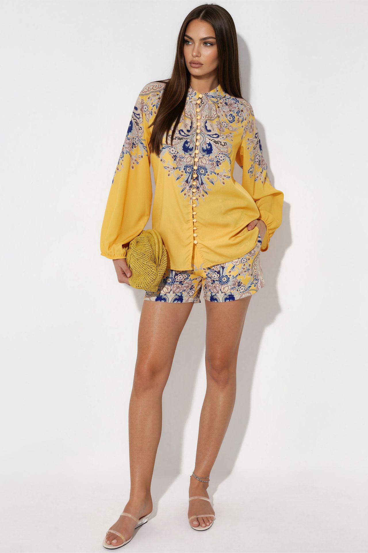 MSN Paisley Tie-front Blouse And Shorts Set 2
