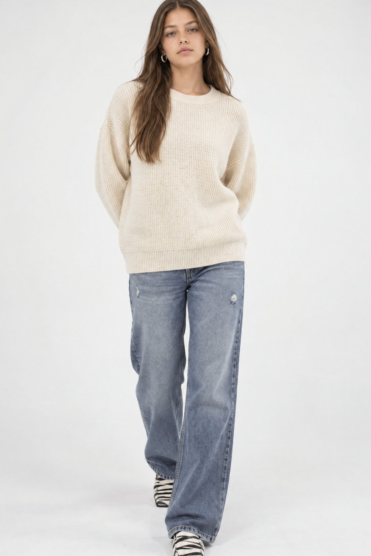 Mixray Long Sleeve Ribbed Knit Sweater 4