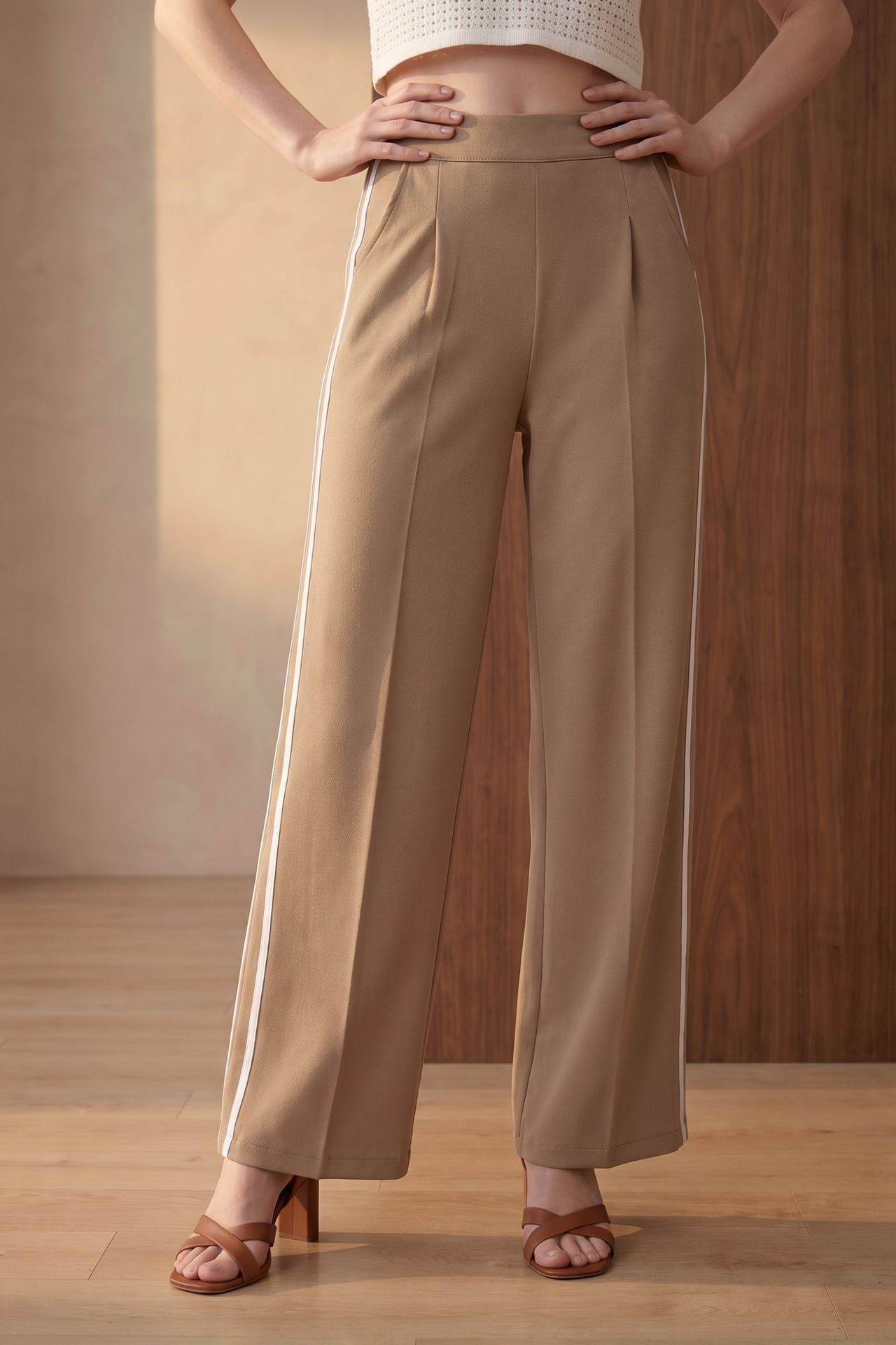 MY FASHION High-Waist Pleated Wide-Leg Trousers 3