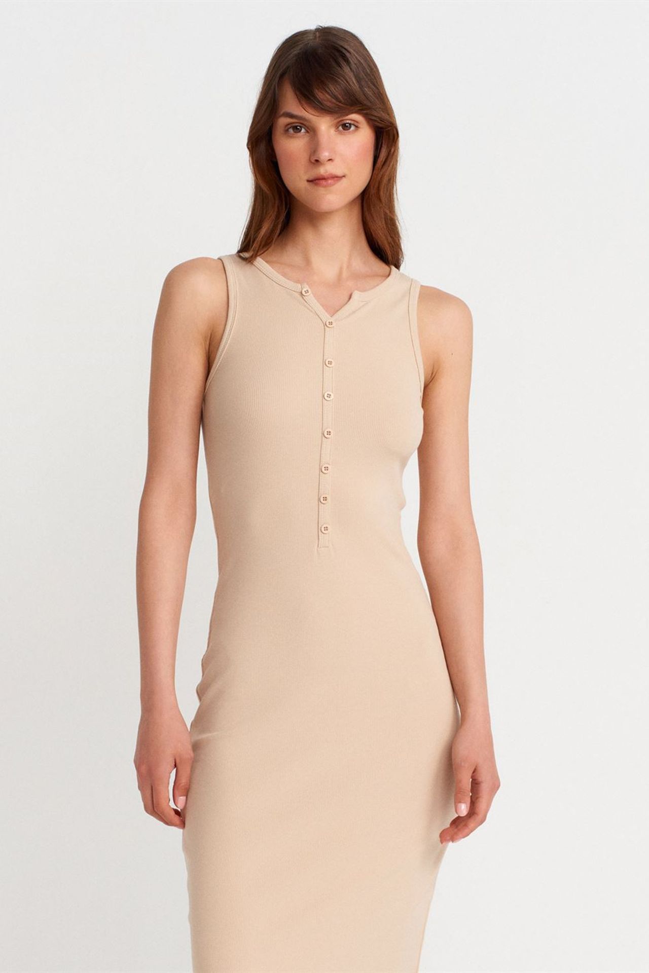 DILVIN Ribbed Cotton Blend Sleeveless Maxi Dress 4