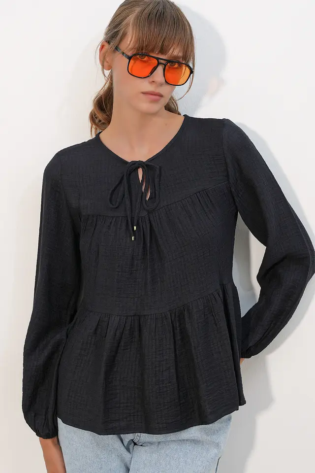BDART Textured Tie-Front Blouse