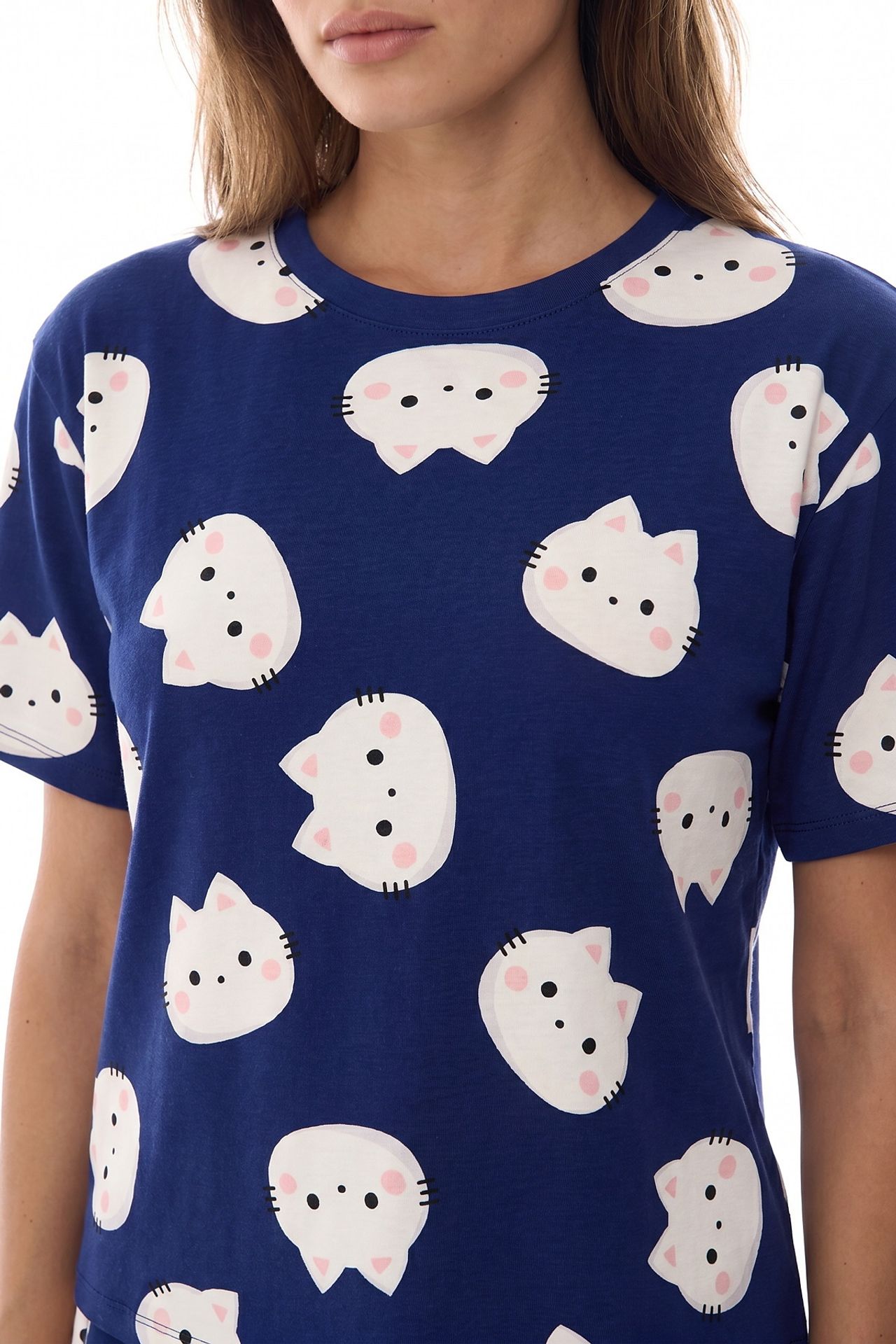 PENTI Happy Cats Cat Pattern Short Sleeve Shorts Pajama Set 2