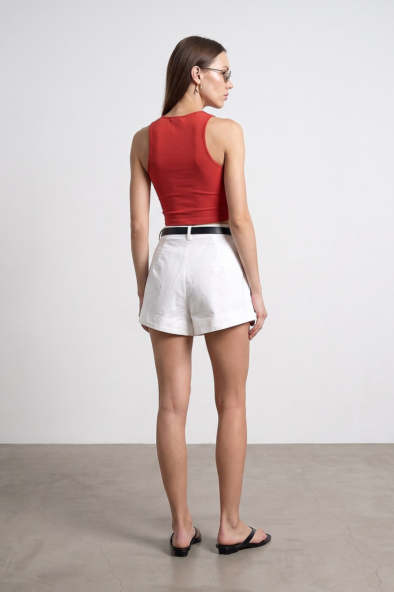 DILVIN High-Waist Pleated Wide-Leg Shorts 2