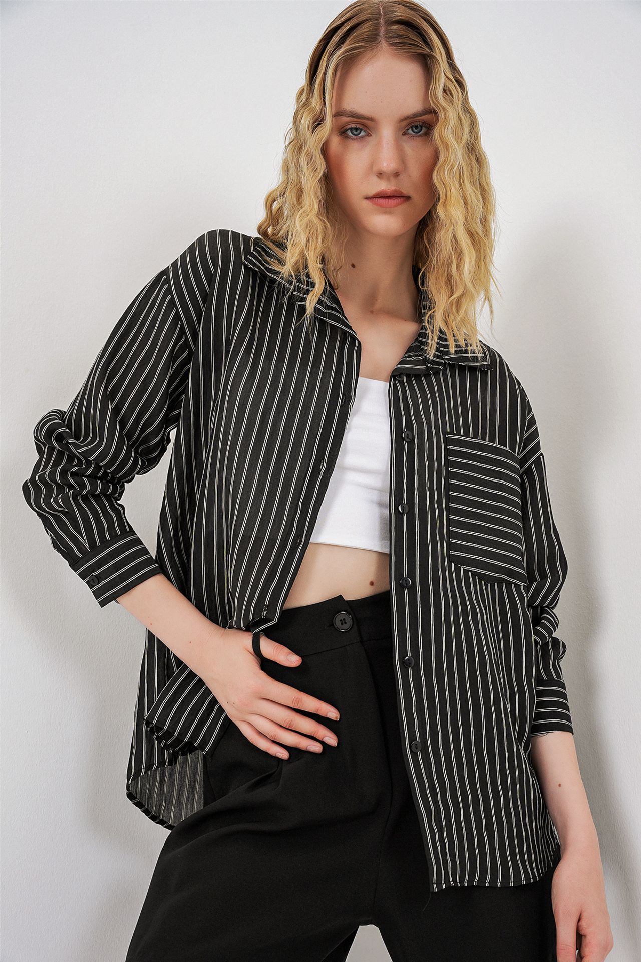BDART Oversized Striped Button-Front Shirt 1