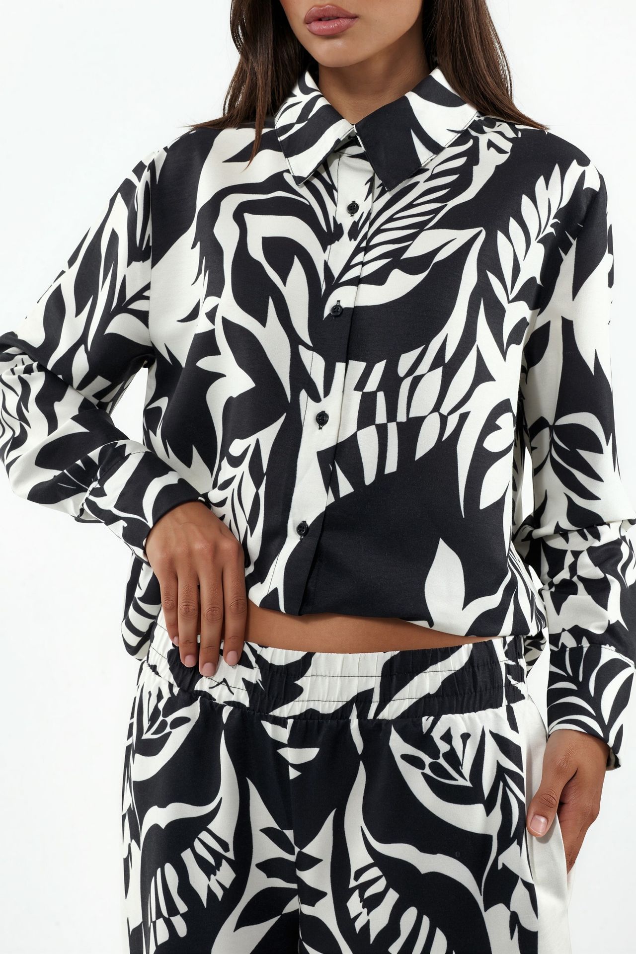 MSN Floral Cotton-Viscose Shirt And Wide-Leg Pants Set 4