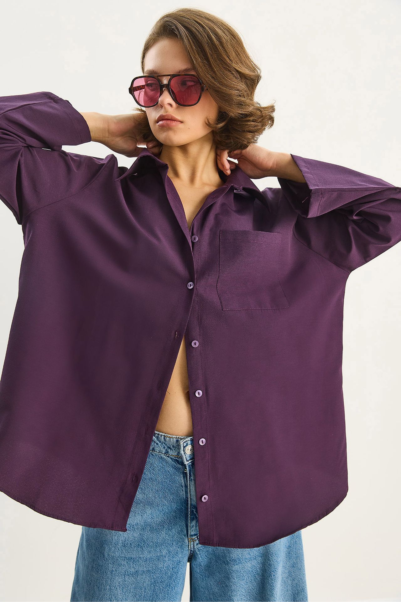 LUCCI Oversized Poplin Shirt with Pockets