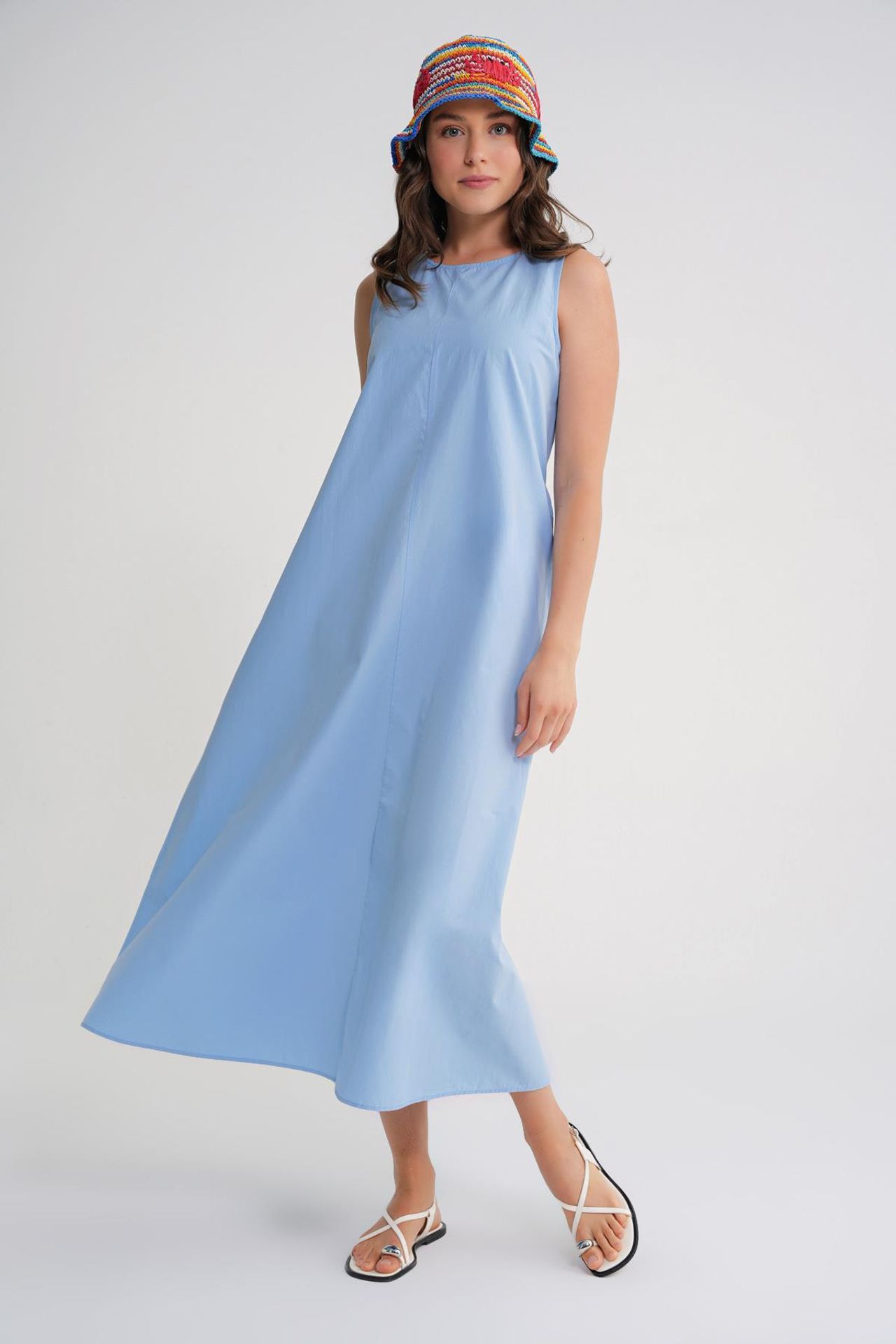 MIXRAY Maxi poplin dress with pockets 4