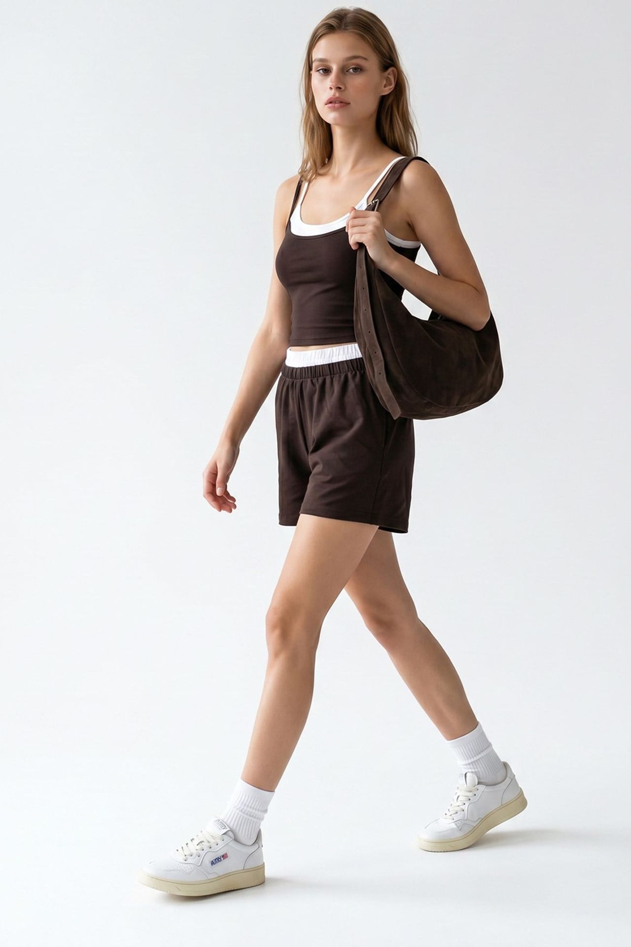 MIXRAY Two-Piece Crop T-Shirt And Shorts Set 4