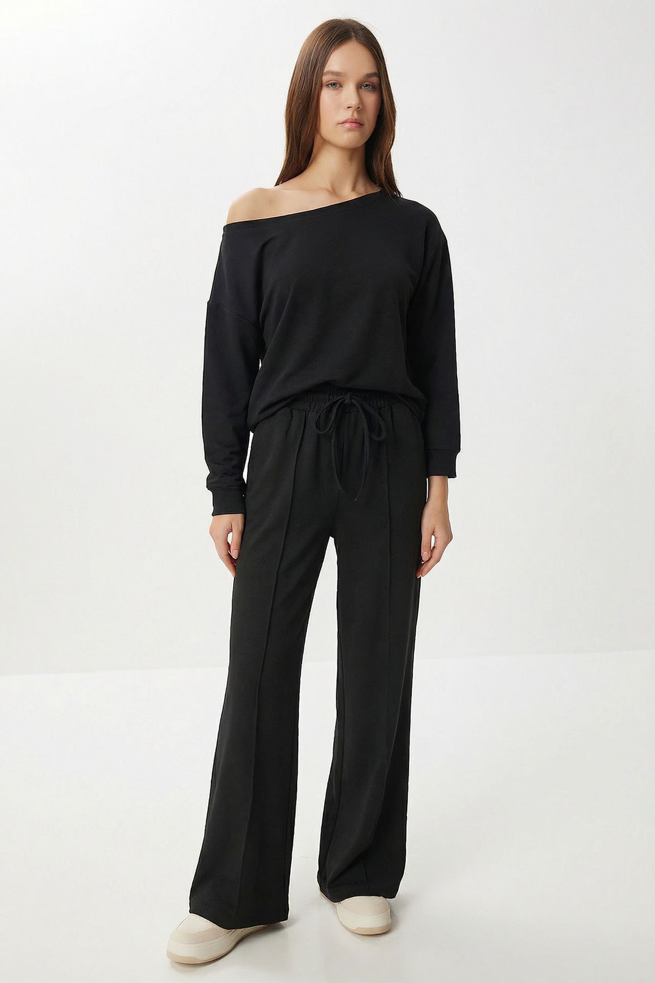 ISTANBUL Boat Neck Long Sleeve High Waist Wide Leg Two-Piece Set 2