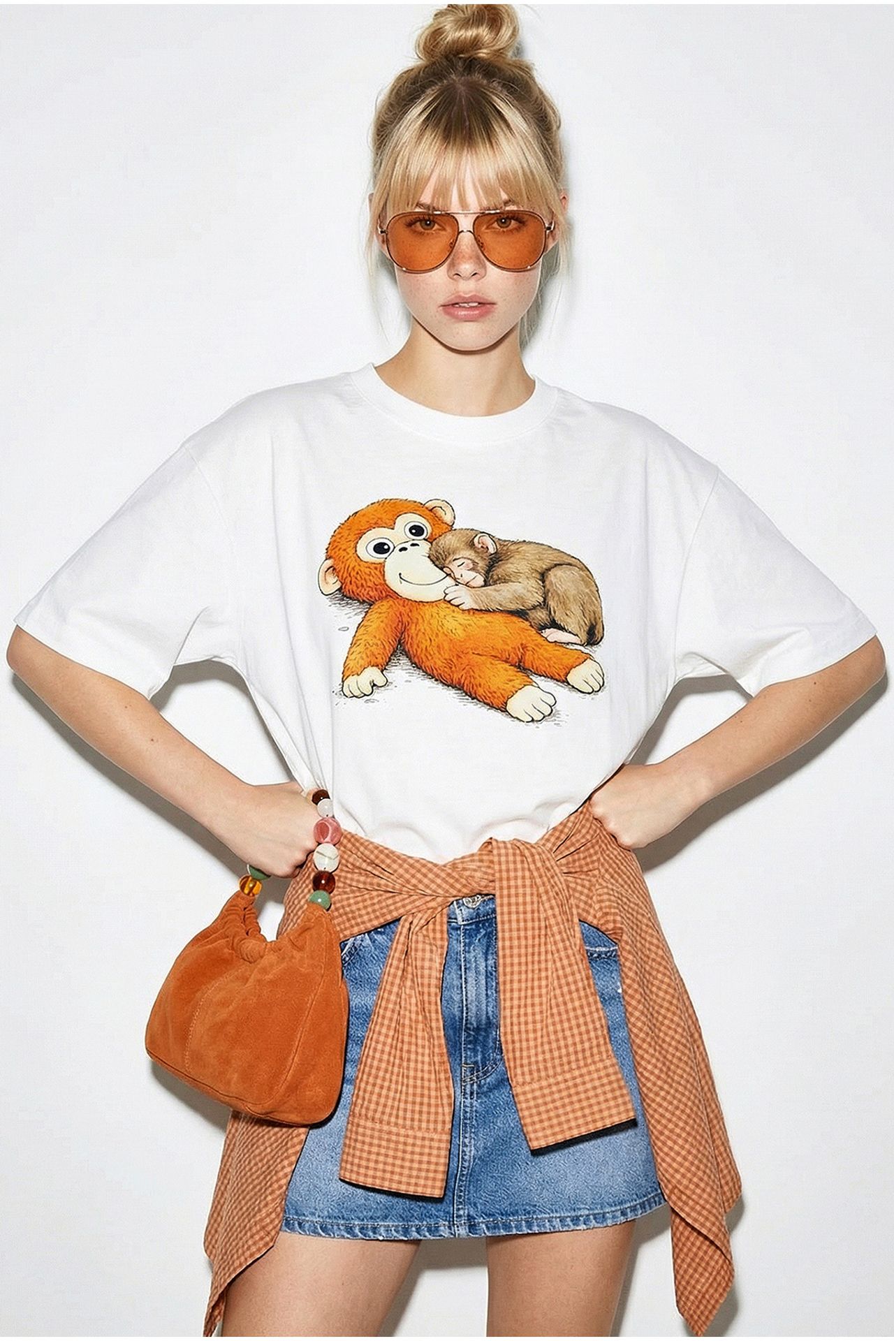 LUCCI Printed Crew Neck T-Shirt with Accessory Detail 2