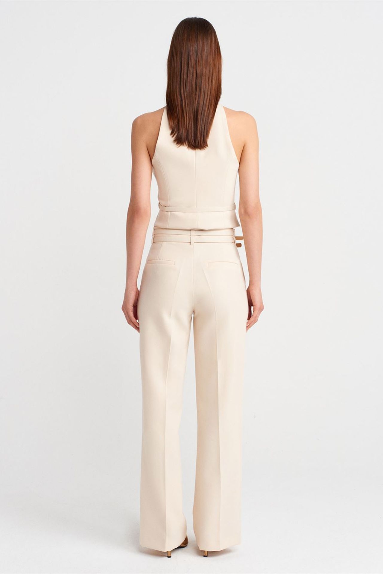 DILVIN Belted Straight-leg Crepe Trousers 2