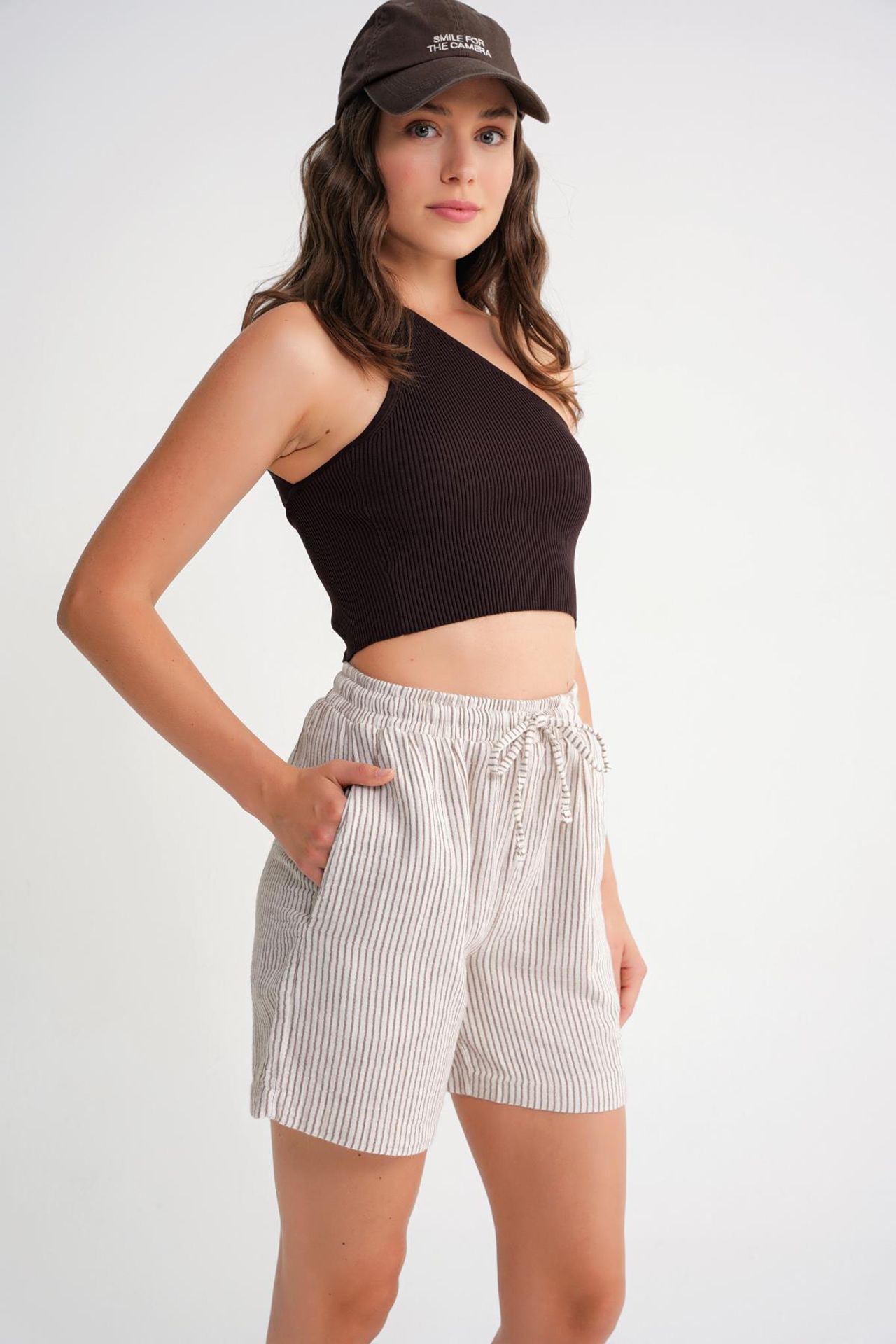 Mixray High-Waisted Striped Wide Leg Shorts 4