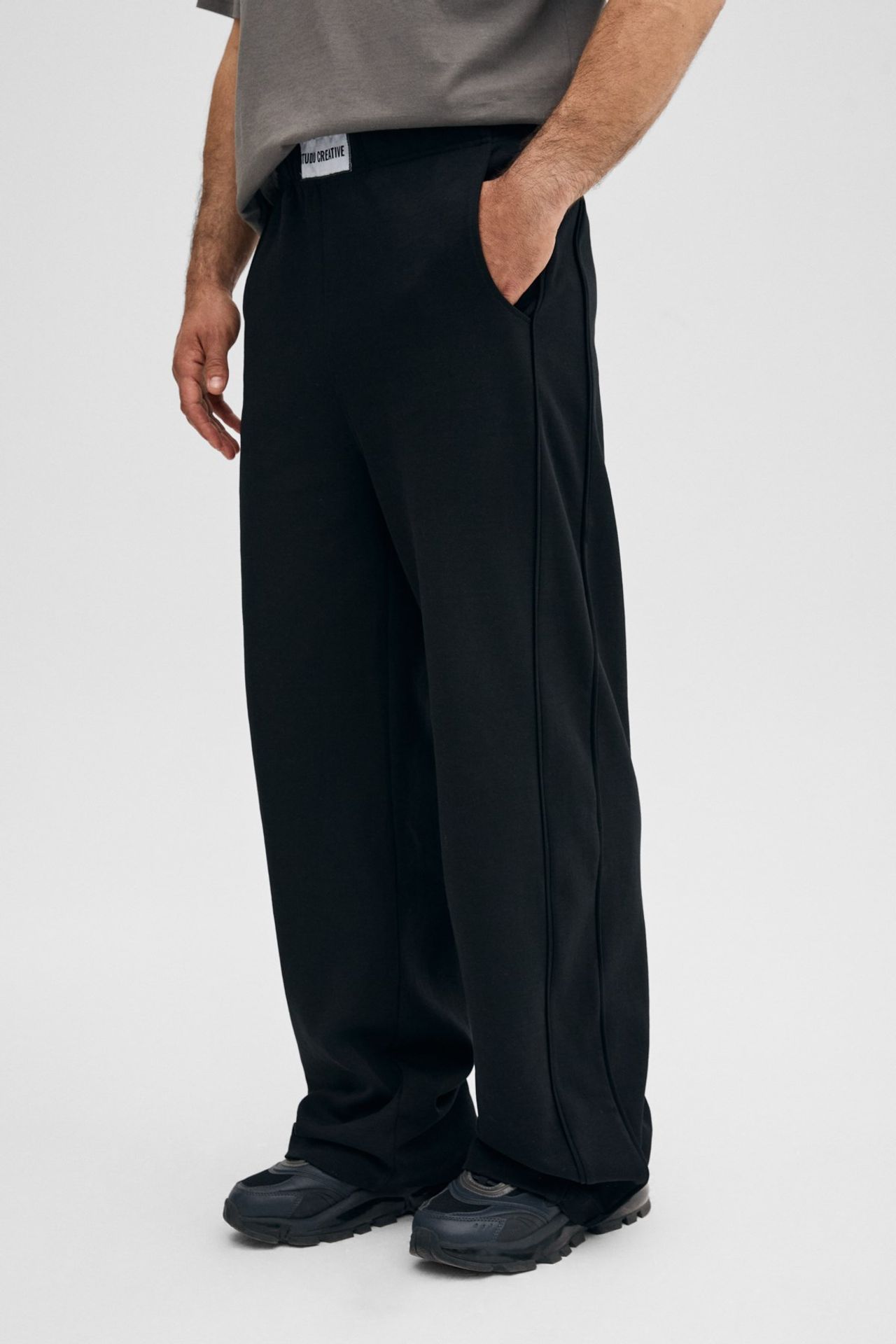 GRIMELANGE Wide Leg Plain Joggers 3