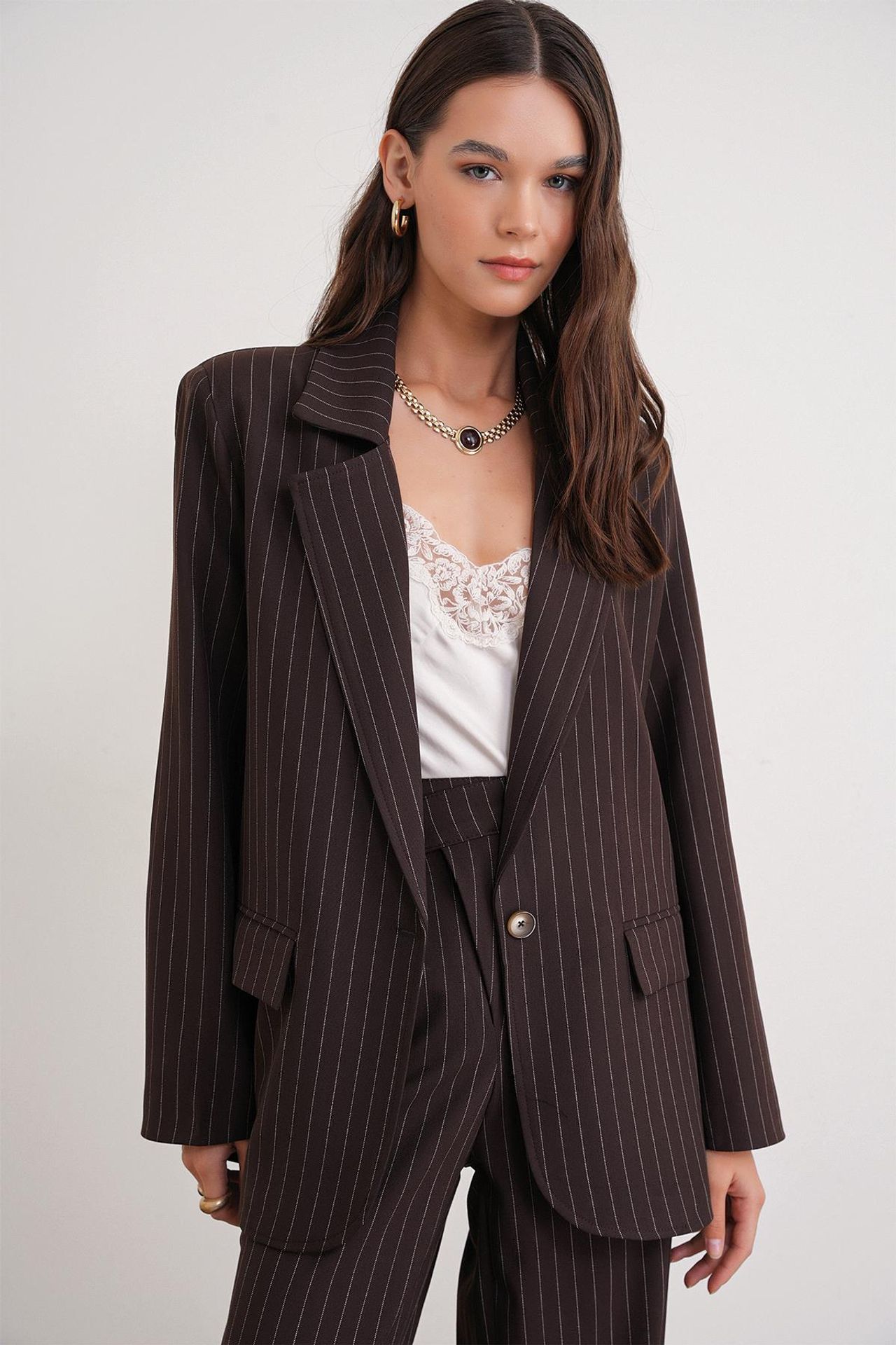 MIXRAY Striped Oversize Blazer 4