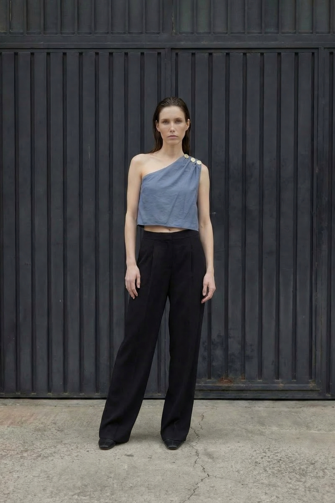 MY FASHION Asymmetrical Collar Sleeveless Chiffon Top 5