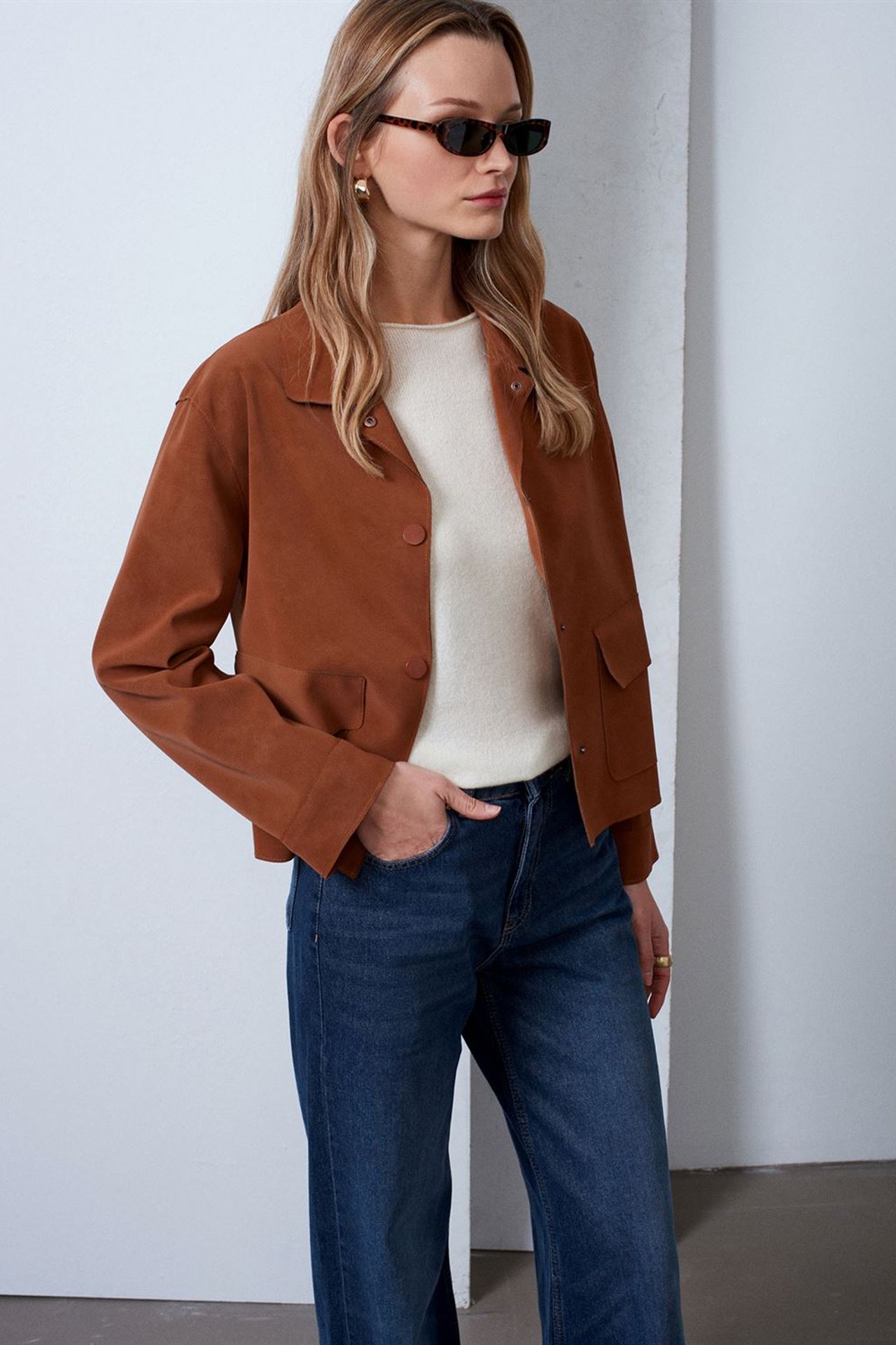 DILVIN Women’s Crop Faux Suede Jacket 1