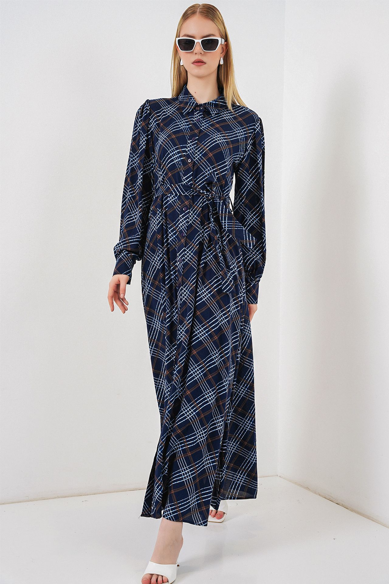 BDART Plaid Midi Shirt Dress with Button Closure 3