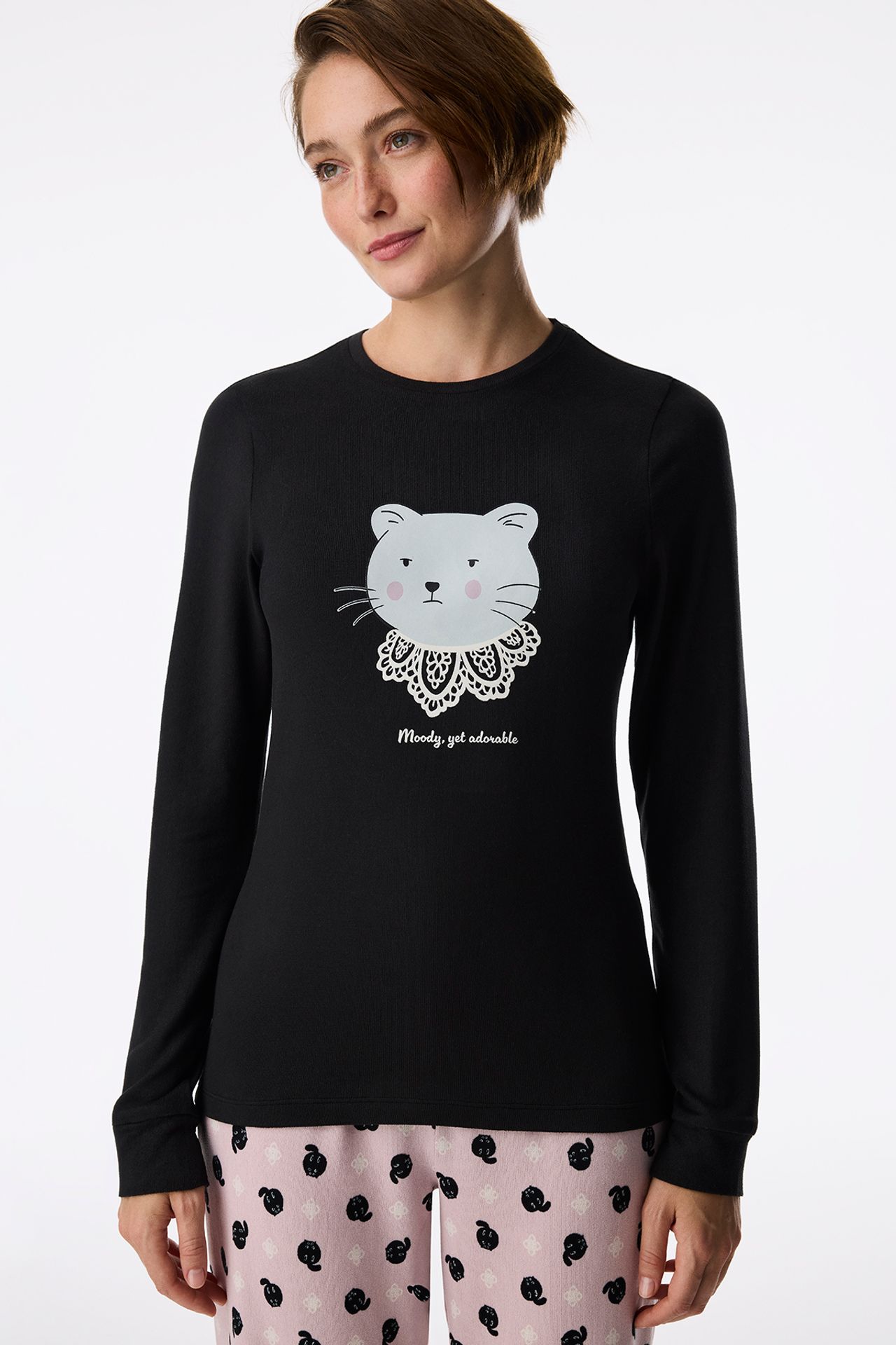 PENTI Moody Animal Print Long Sleeve Pyjama T-Shirt 2