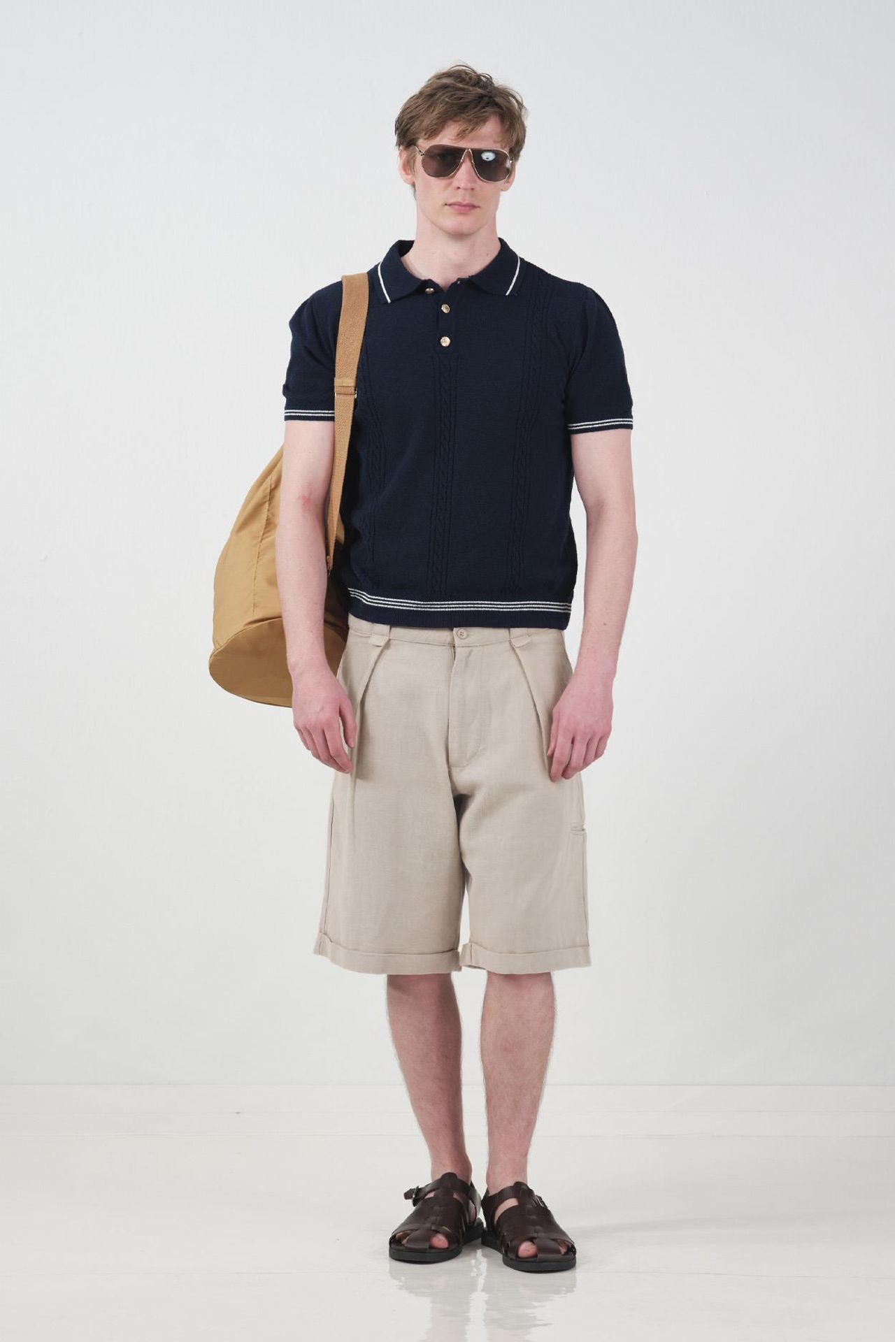 GIESTO Mid Waist Wide Leg Chino Shorts with Pockets 4