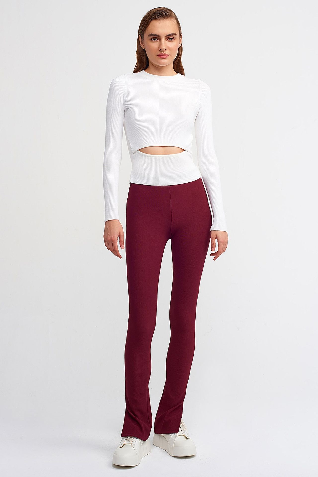 DILVIN High-waist Flare Leggings With Slit 1