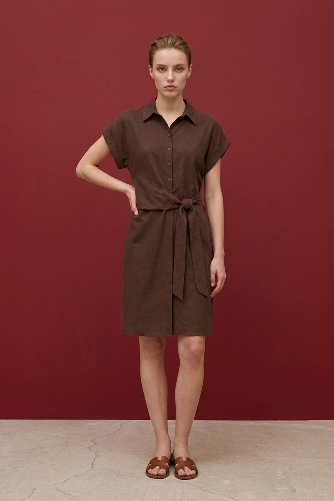 MY FASHION Cotton Poplin Mini Shirt Dress 5