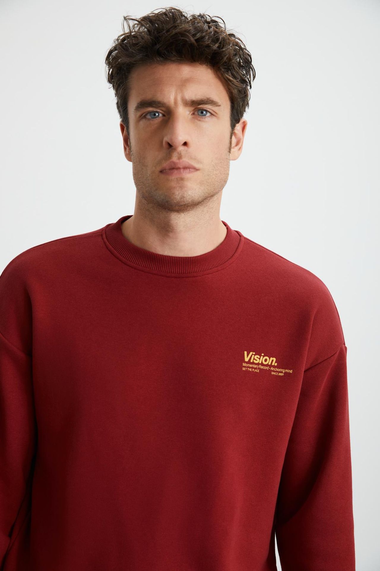 GRIMELANGE Baskılı Geniş Kalıp Bisiklet Yaka Sweatshirt 5
