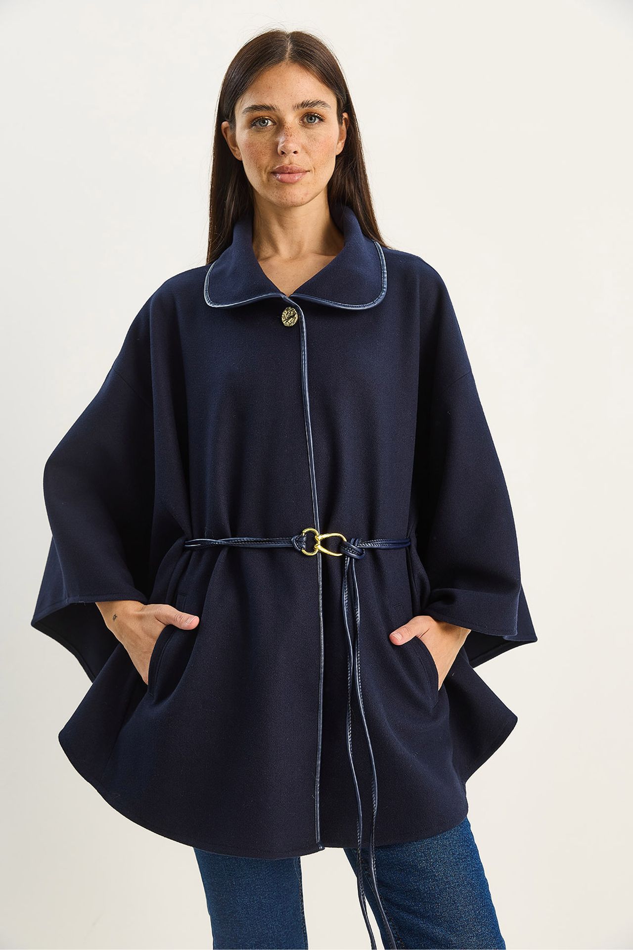 LUCCI Oversized Textured Wool Blend Overcoat with Jacket Collar 2