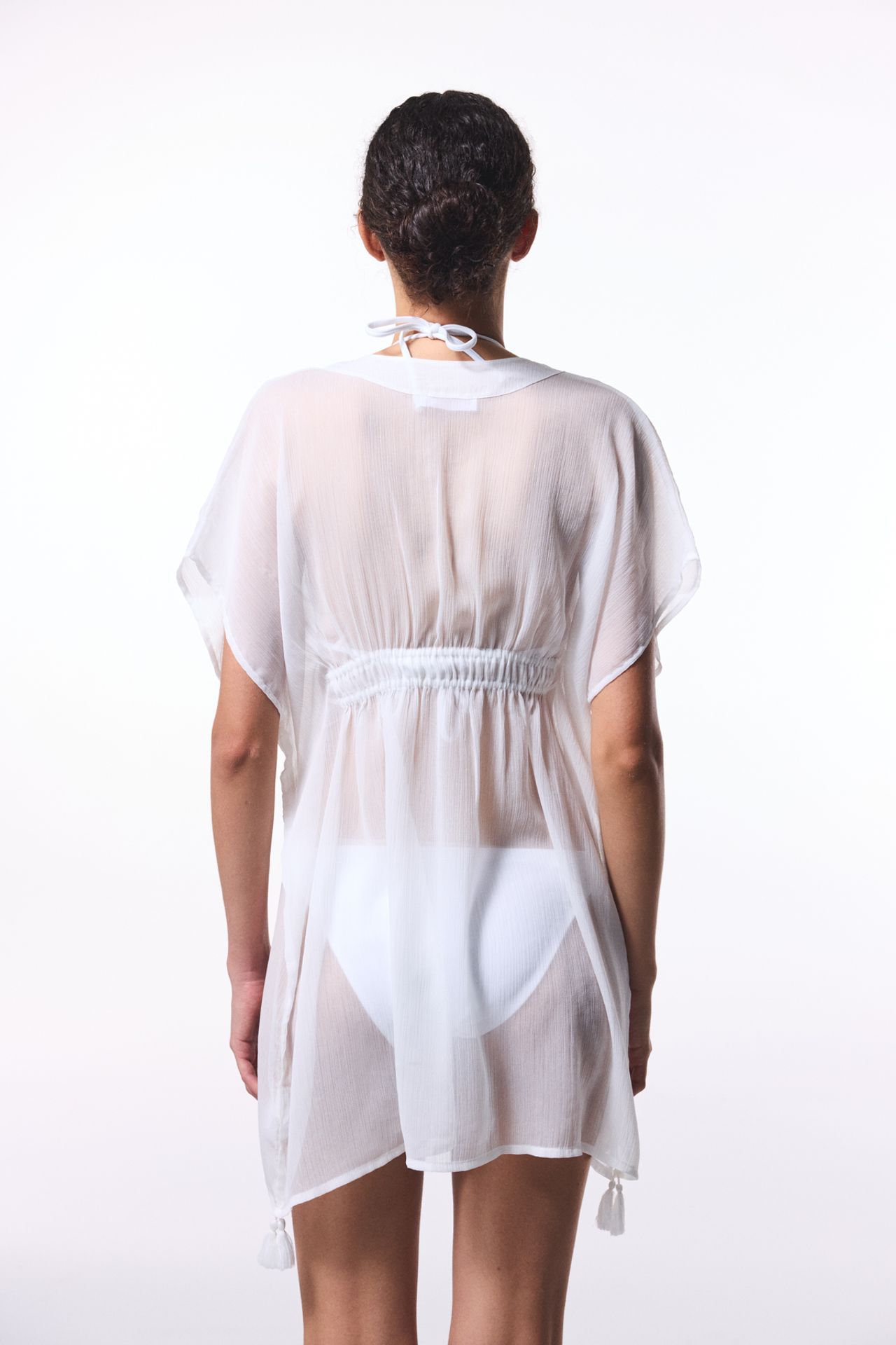 PENTI Basic Chiffon V-Neck Mini Kaftan