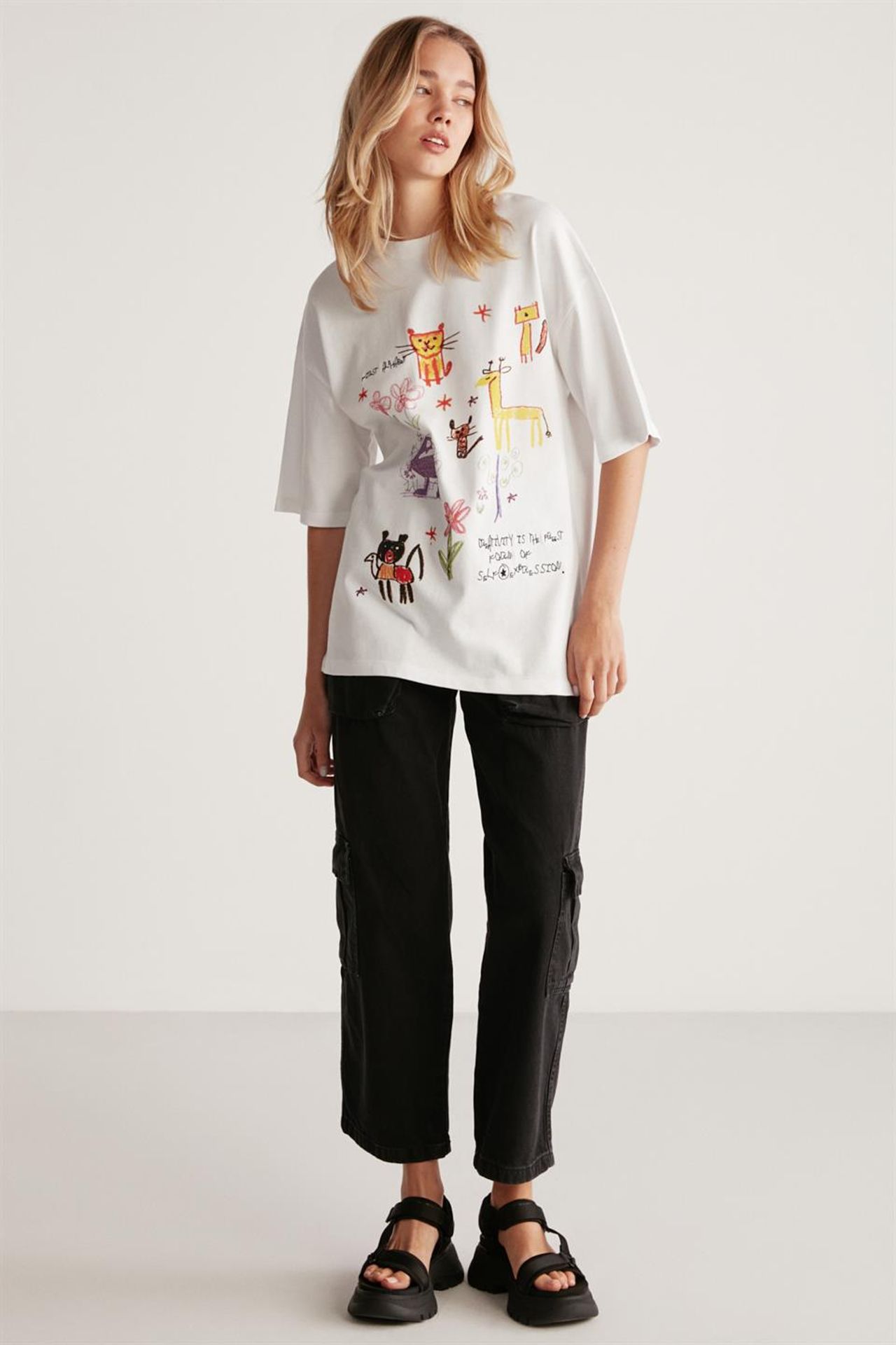 GRIMELANGE Oversized Printed Embroidered T-Shirt 4