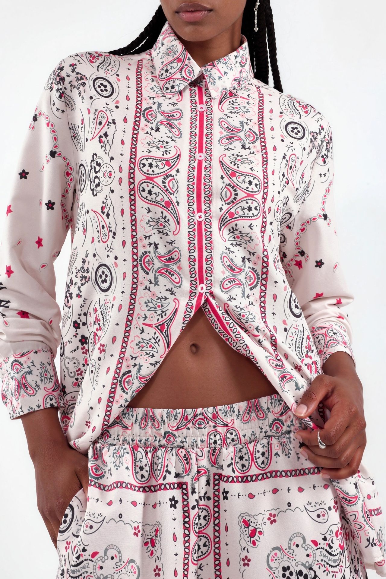 MSN Paisley Shirt And Wide-Leg Pants Set 4