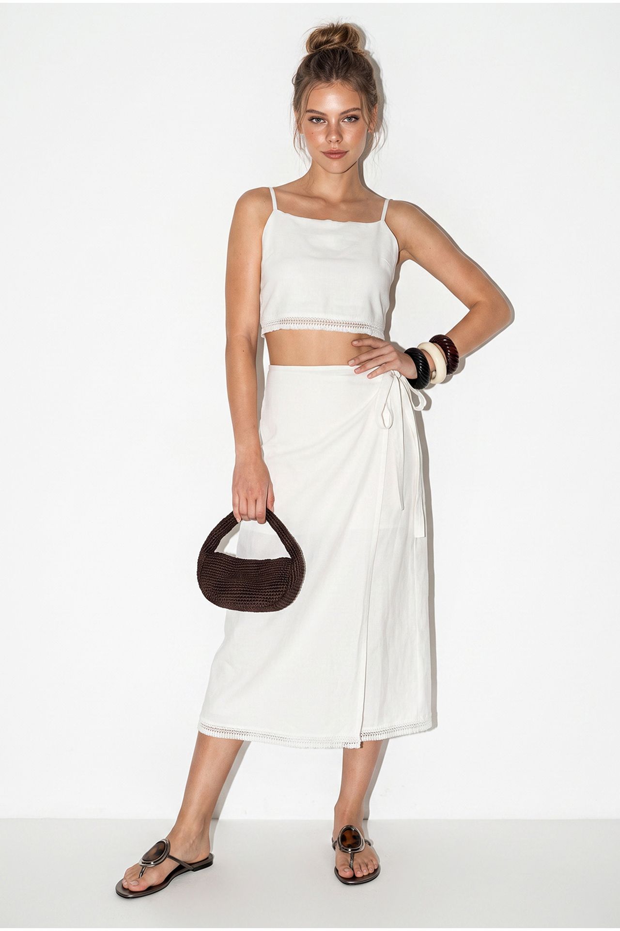 LUCCI Two-Piece Viscose Cotton Blouse And Skirt Set 3
