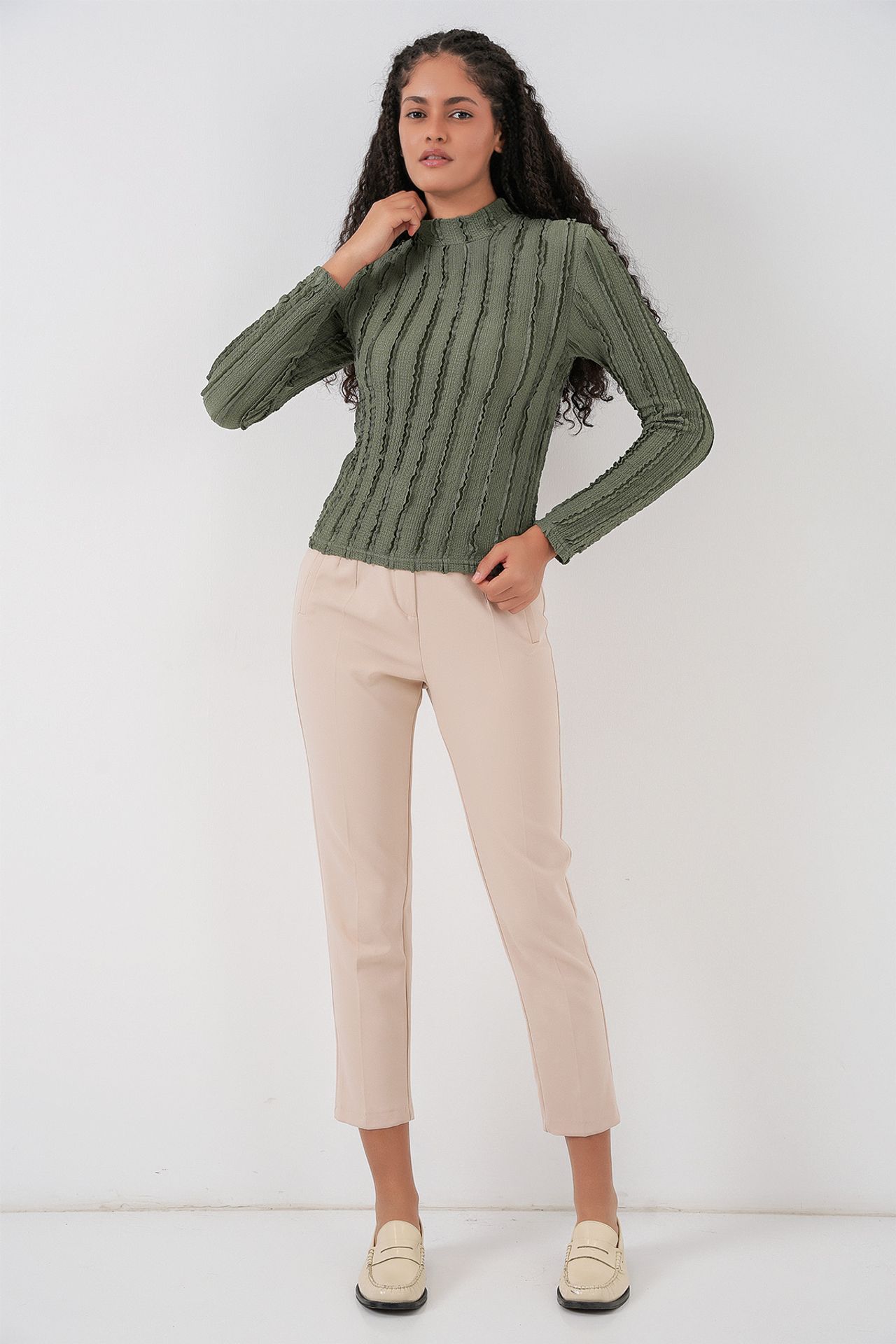 BDART Textured Slim Fit Half Turtleneck Blouse 2