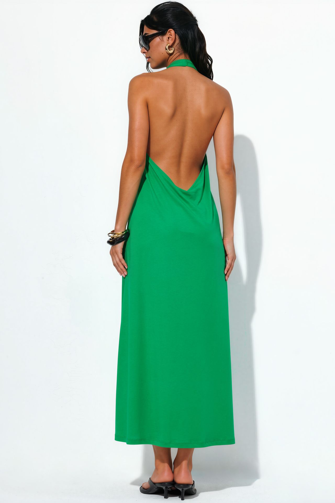 BUSEM Cotton Midi Halter Dress With Slit 3