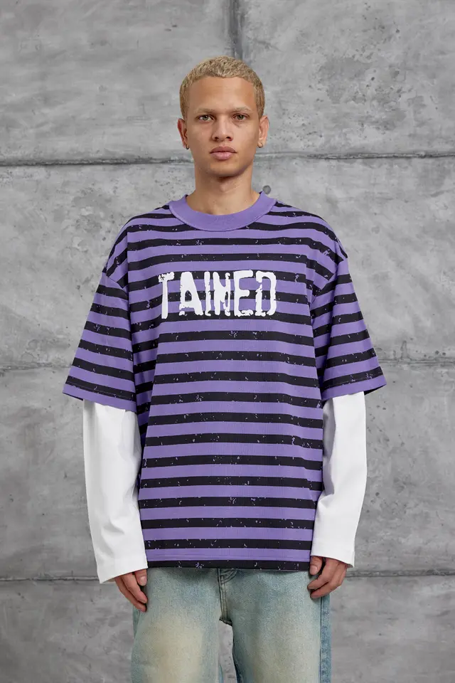 NOMARC Bol Çizgili Bisiklet Yaka Sweatshirt