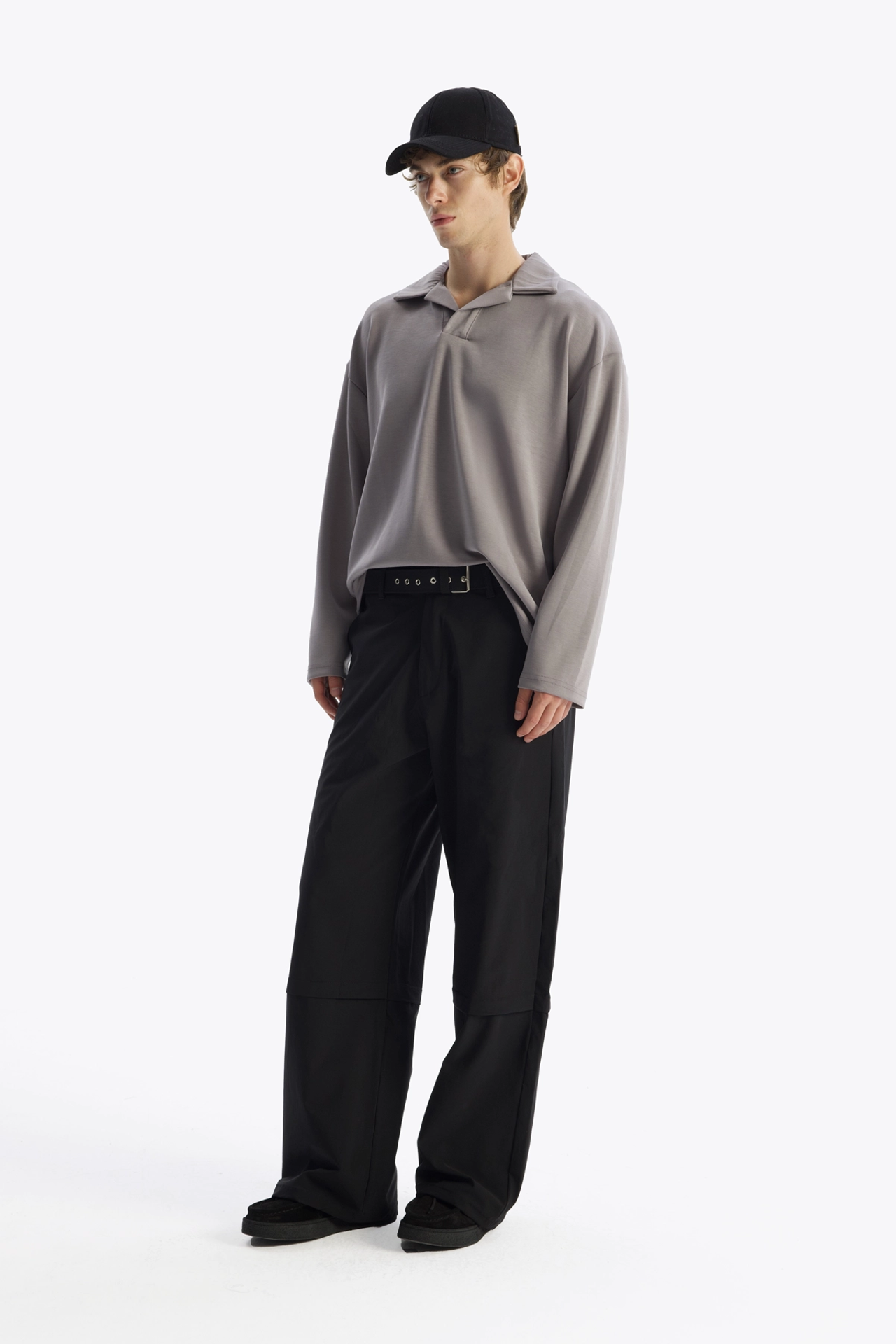 GIESTO Men's oversized open-collar long-sleeve T-shirt 2