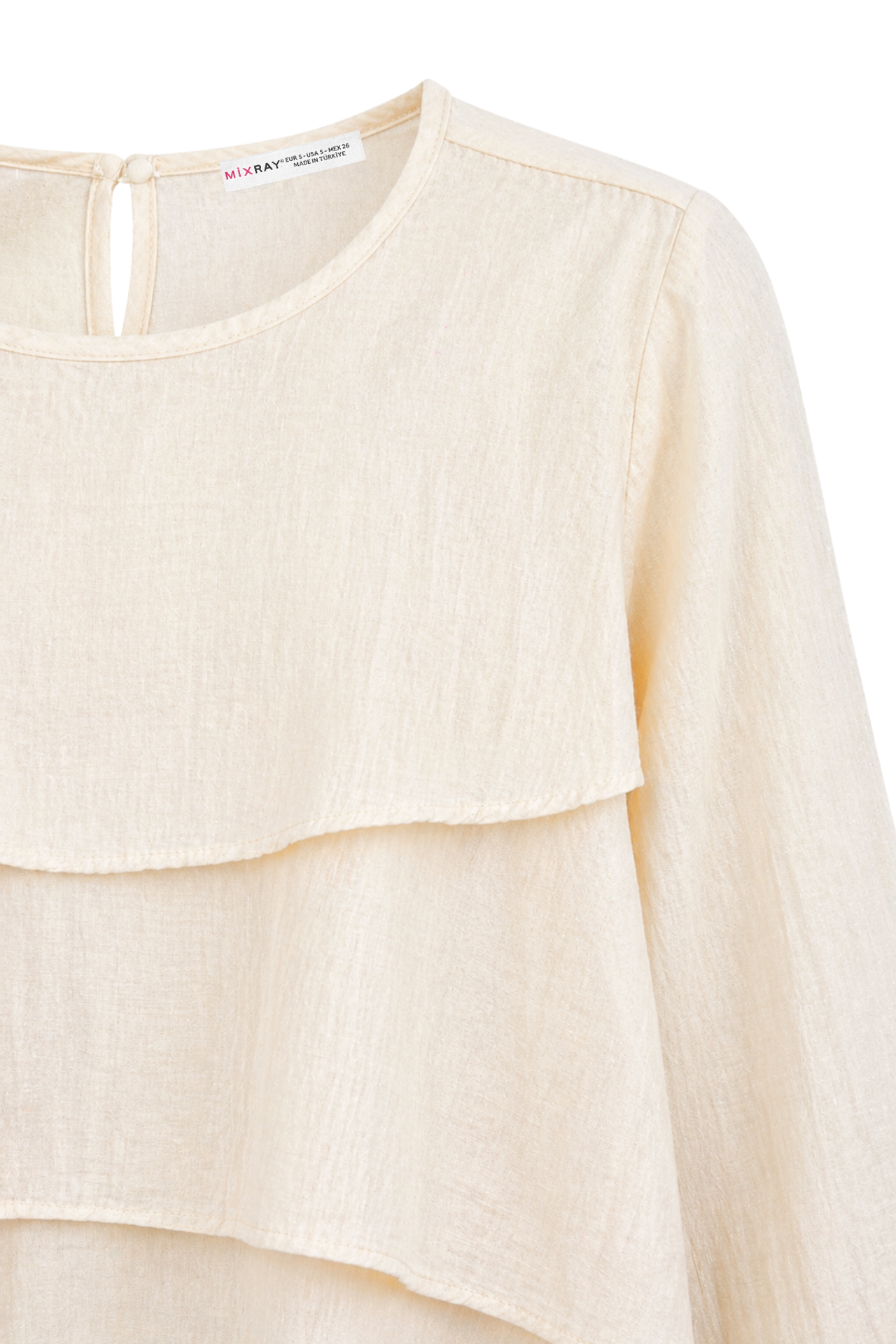 MIXRAY Frilly Long Sleeve Crew Neck Blouse 4