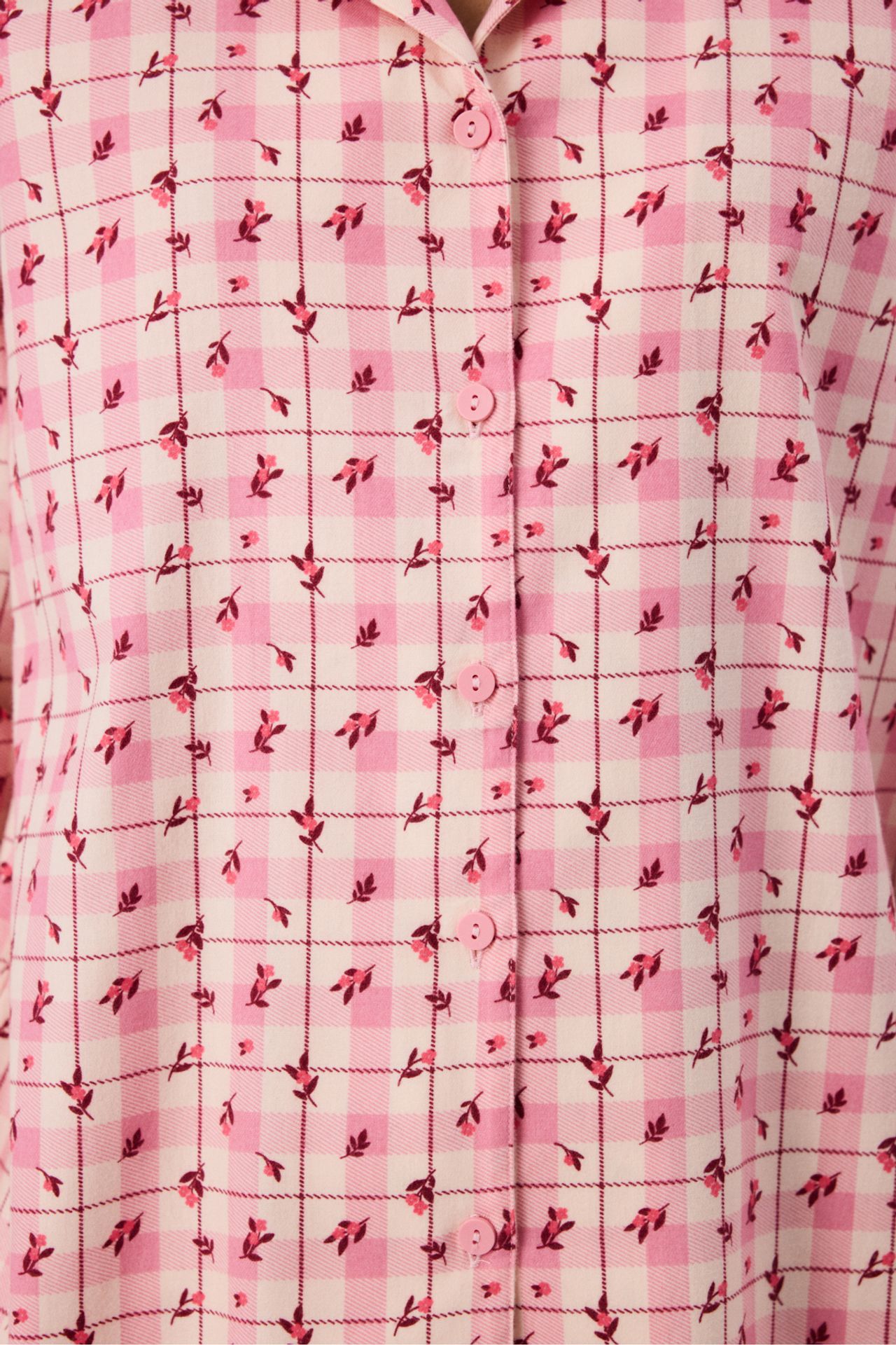 PENTI Floral Garden Checkered Long Sleeve Shirt Pants Pajama Set 3