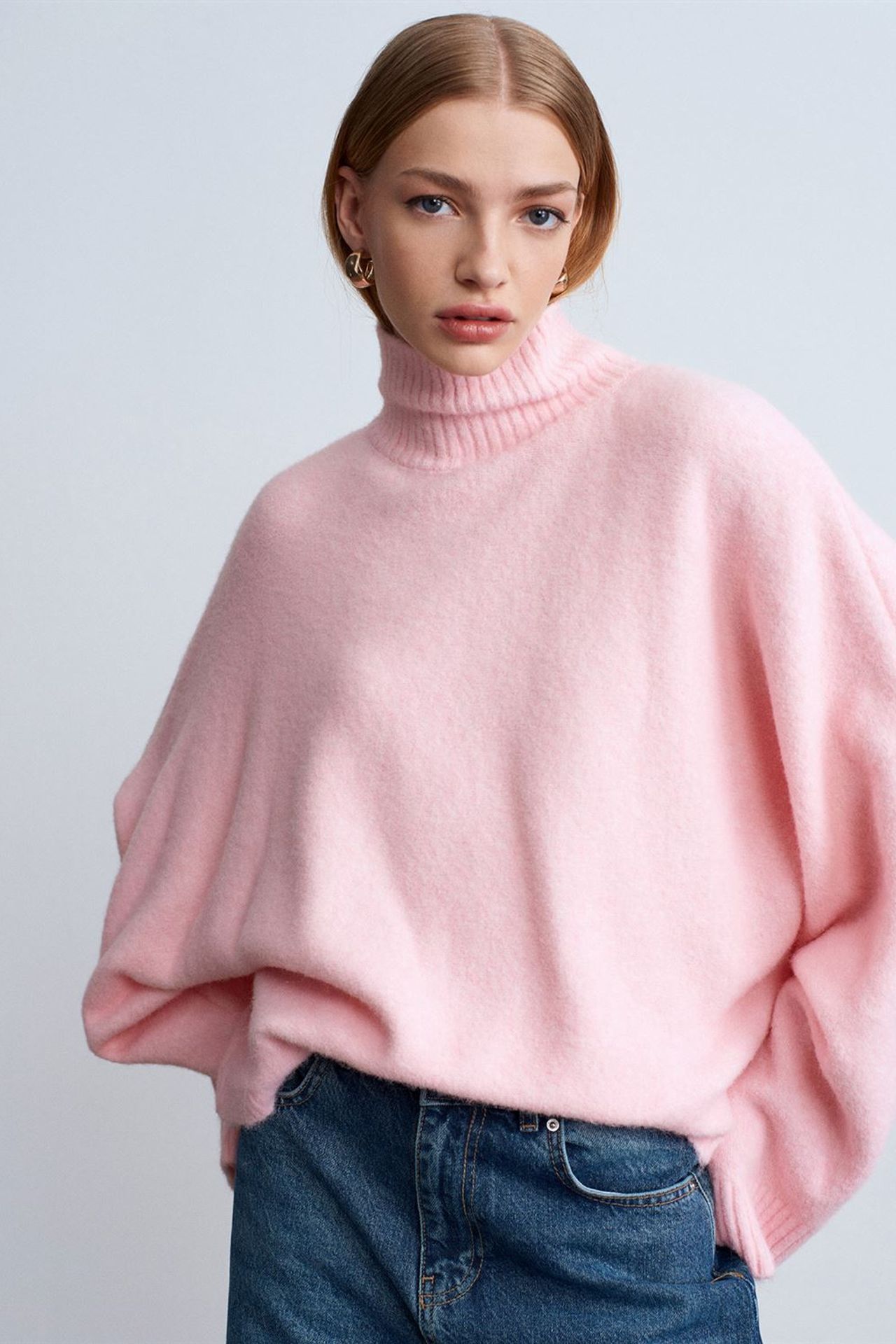 DILVIN Oversized Ribbed Turtleneck Sweater 1