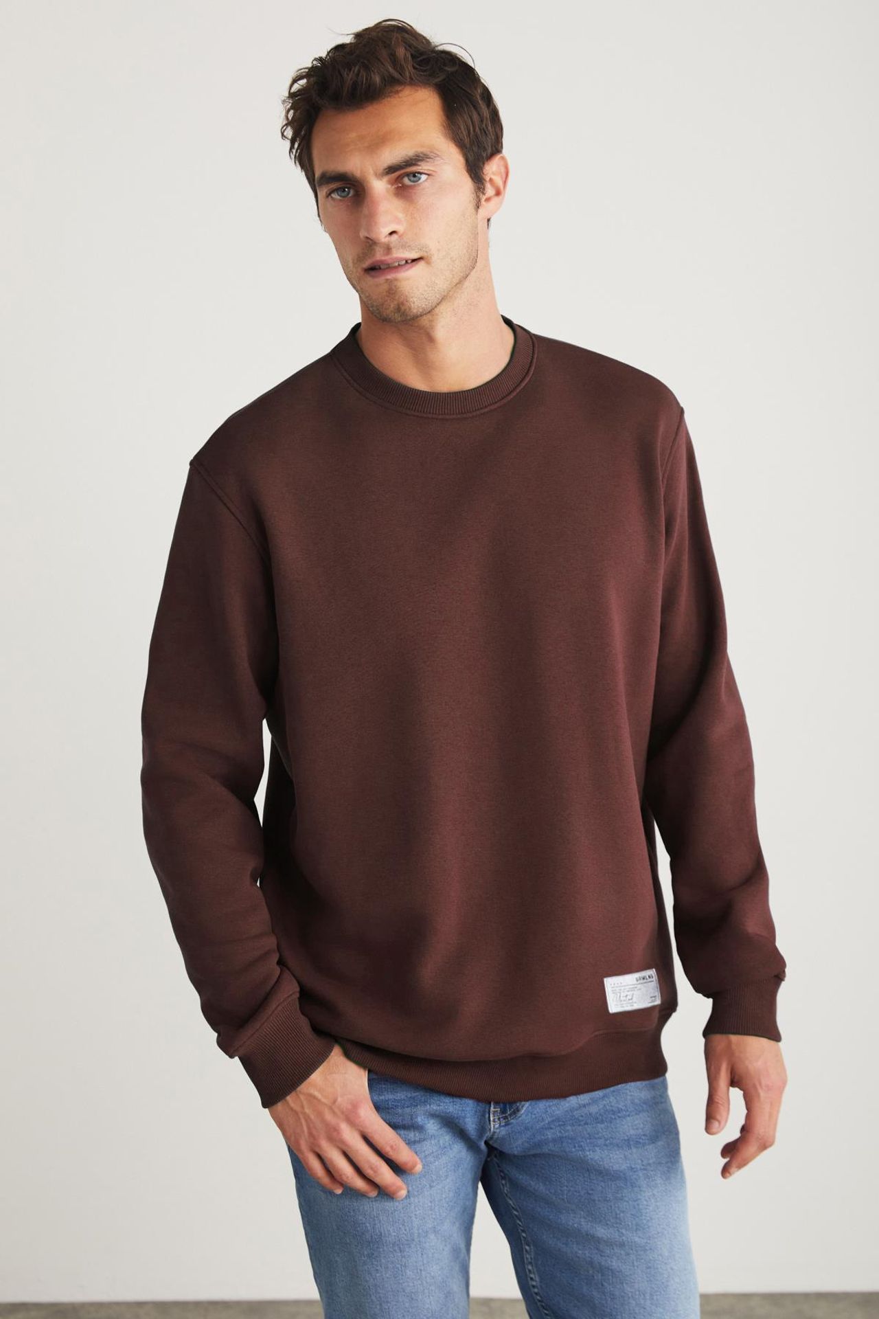 GRIMELANGE Bisiklet Yaka Nervürlü Sweatshirt 1