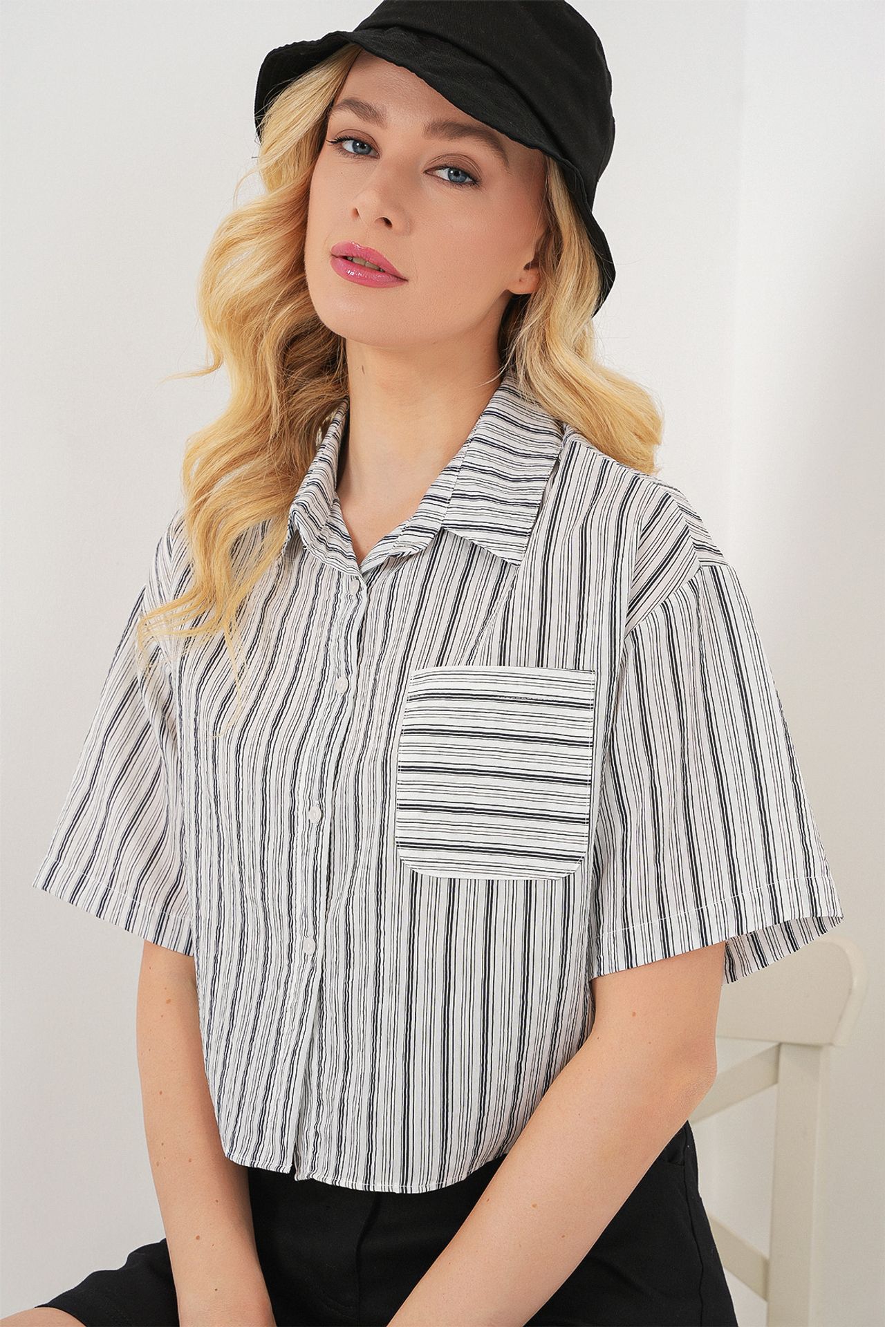 BDART Striped Crop Shirt with Pocket 3