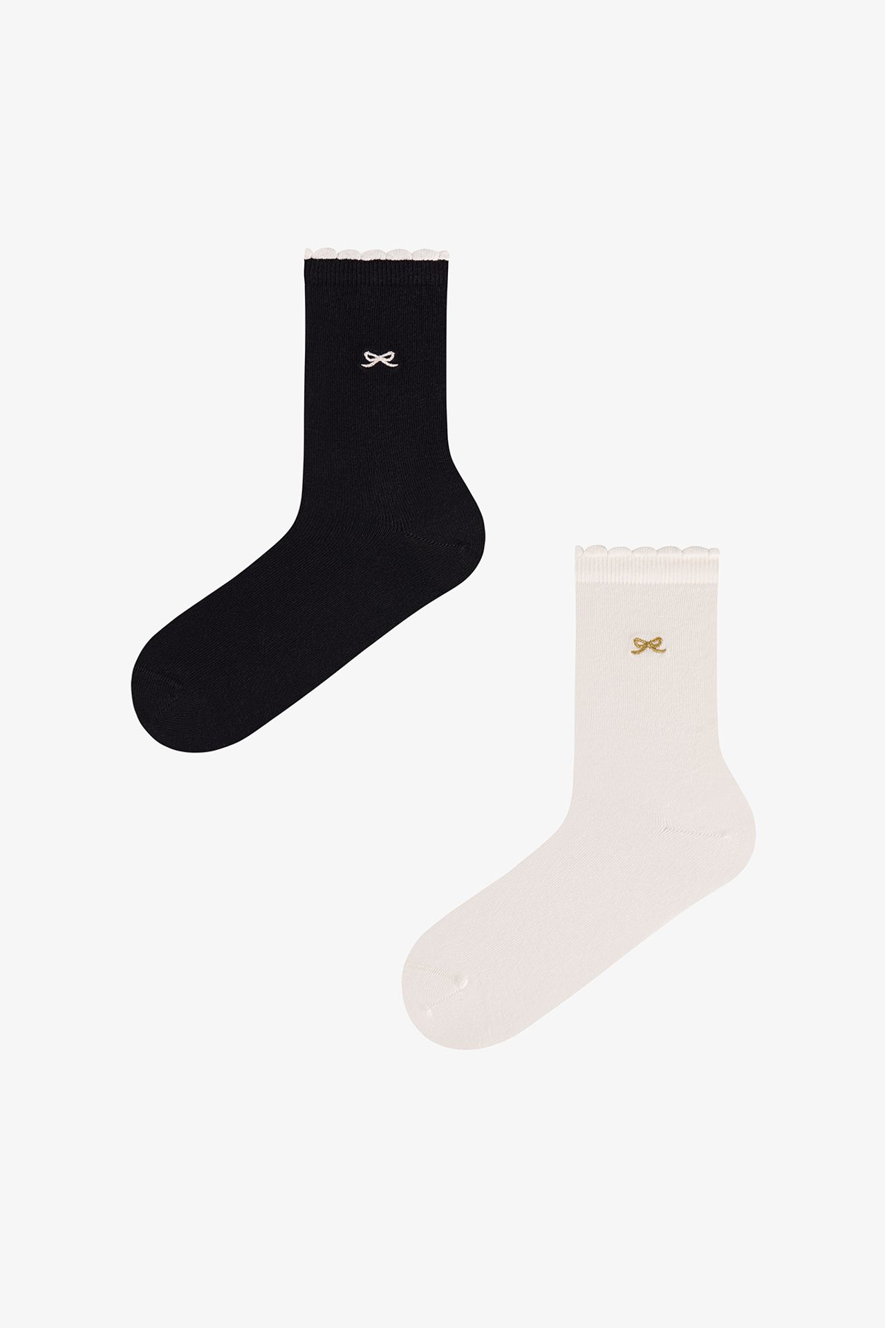 PENTI Frilled Bowtie Bow Print 2-Pack Ankle Socks 1